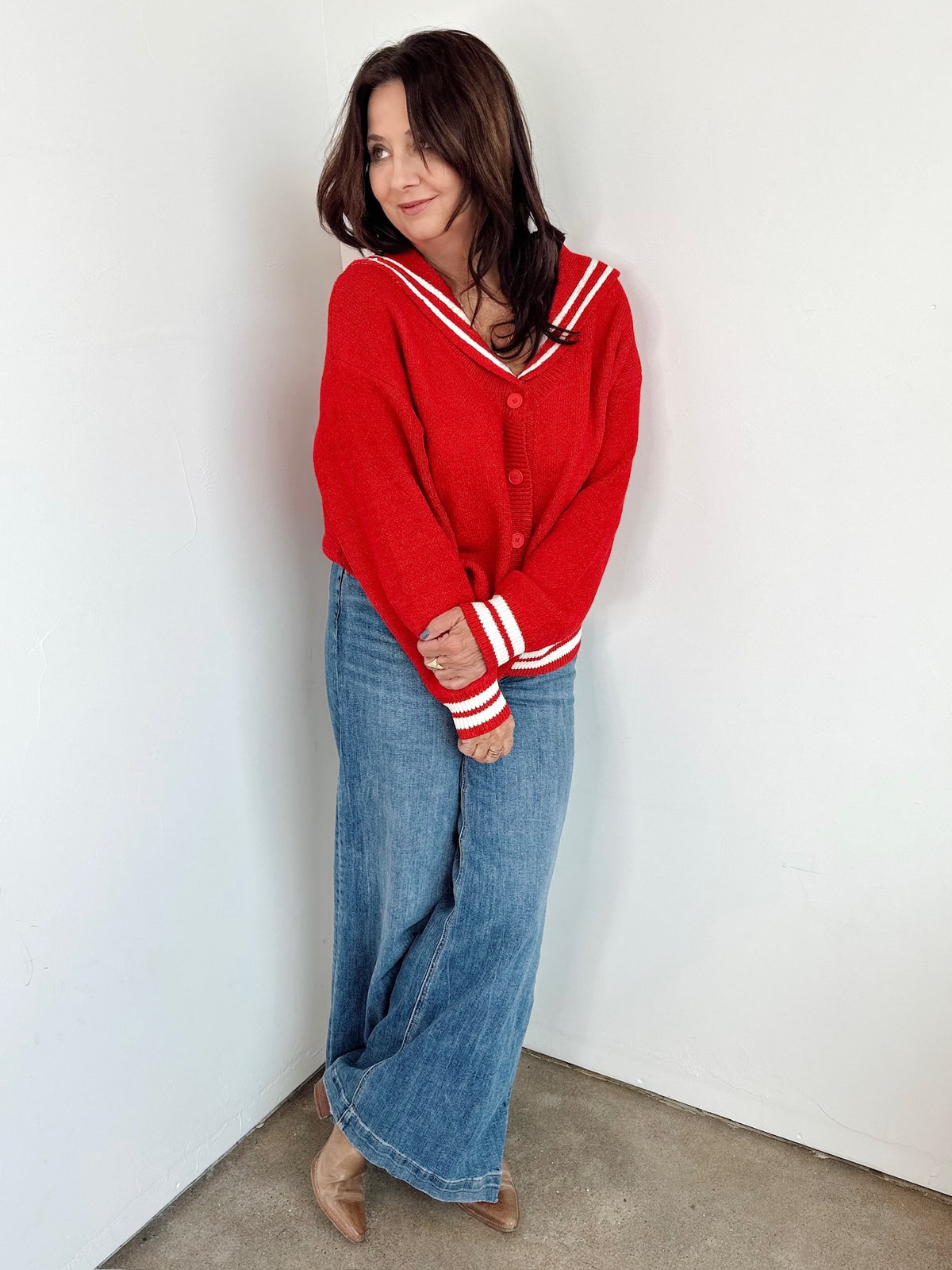 Sue Sailor Collar Sweater Cardigan