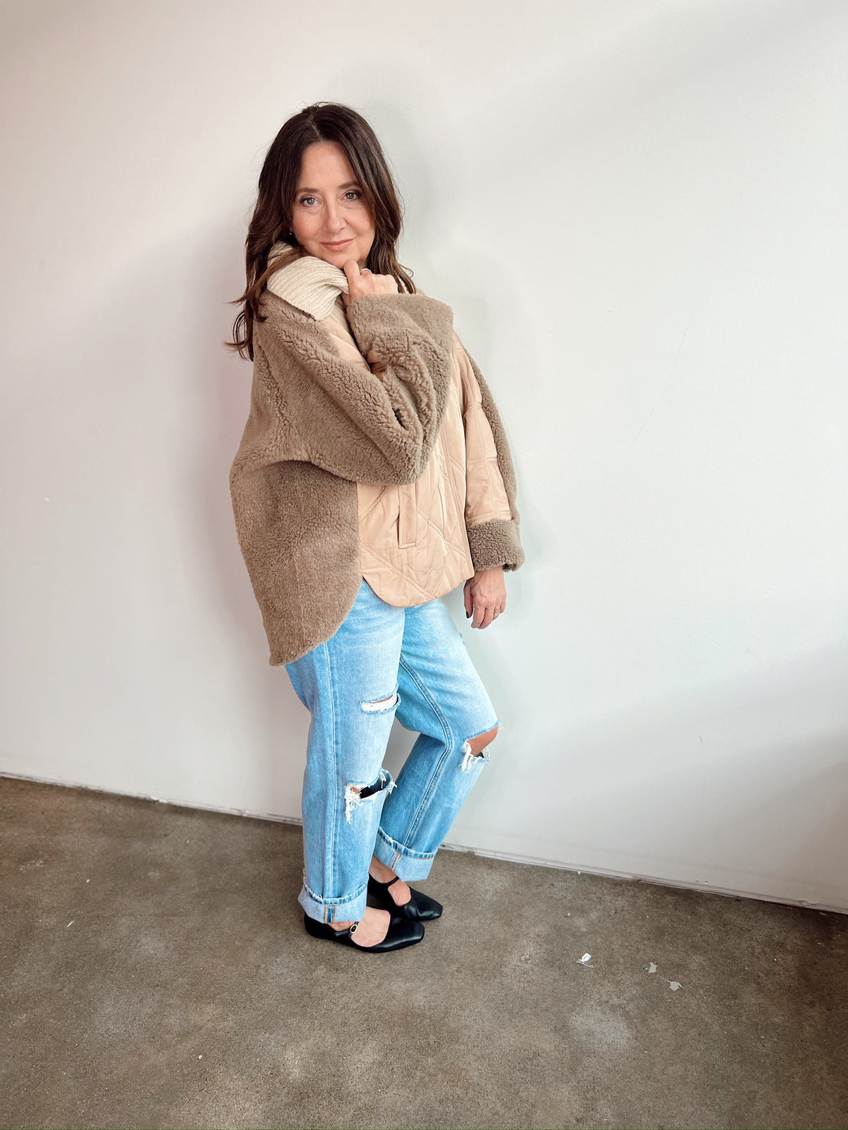 Hillary Quilted Sherpa Combo Jacket