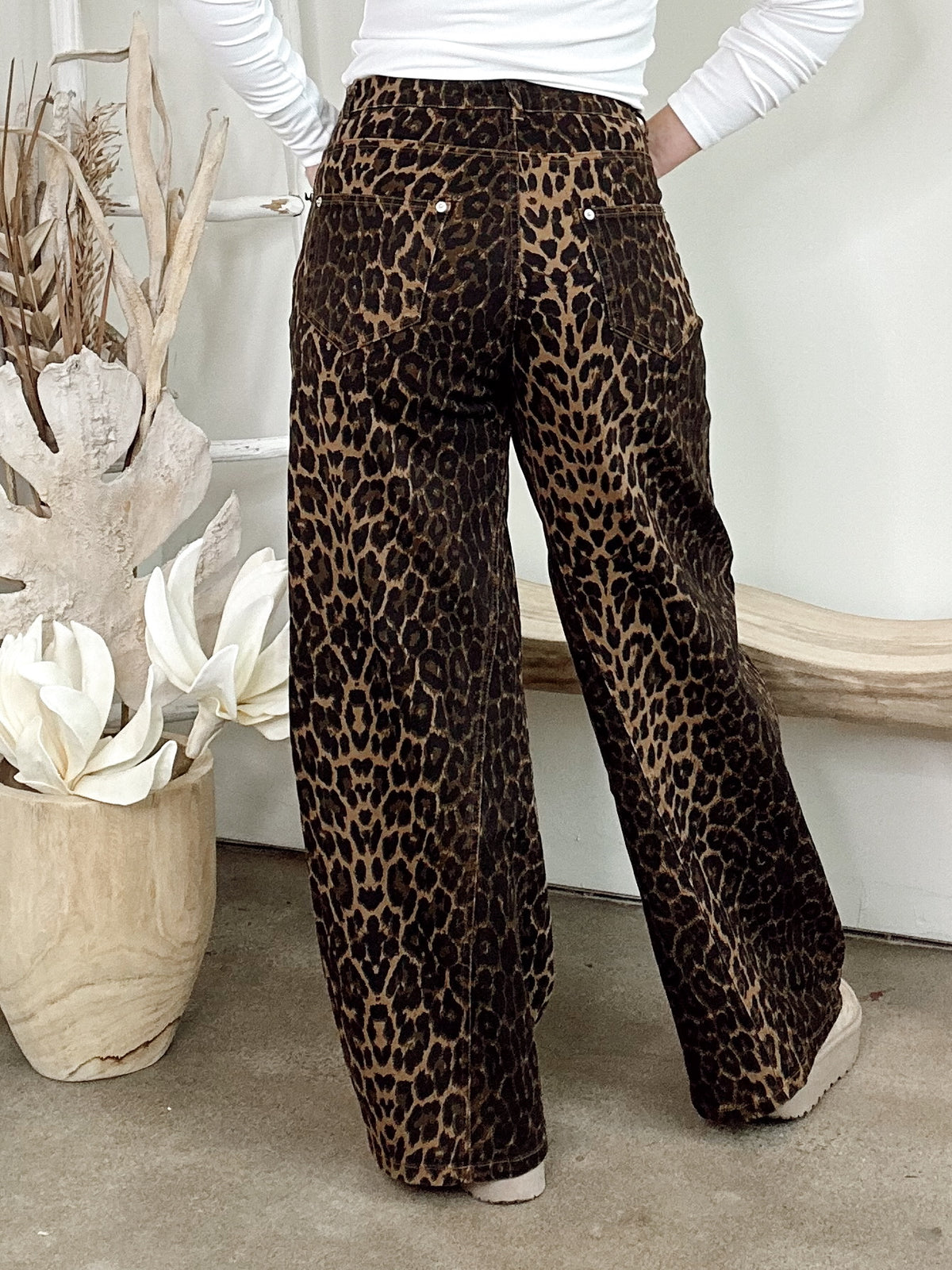 Leah Leopard Denim Pants