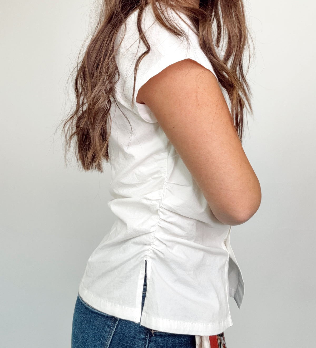 Arianna Ruching Button Down Shirt