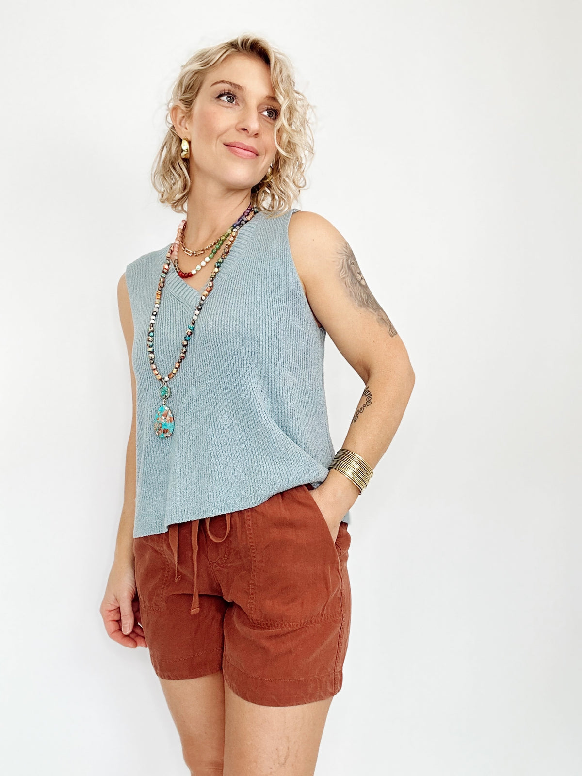 Helen Knit Tank Top Denim