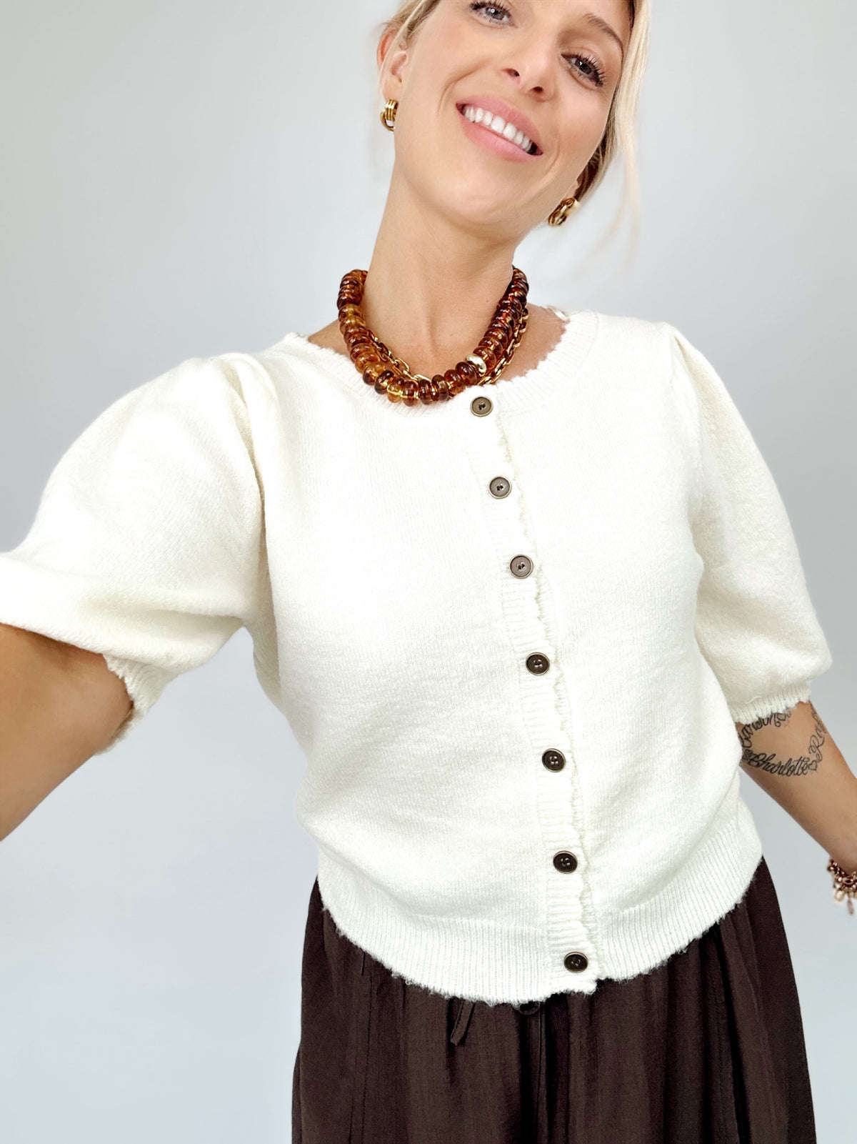 Ginny Puff Sleeve Sweater Cardigan