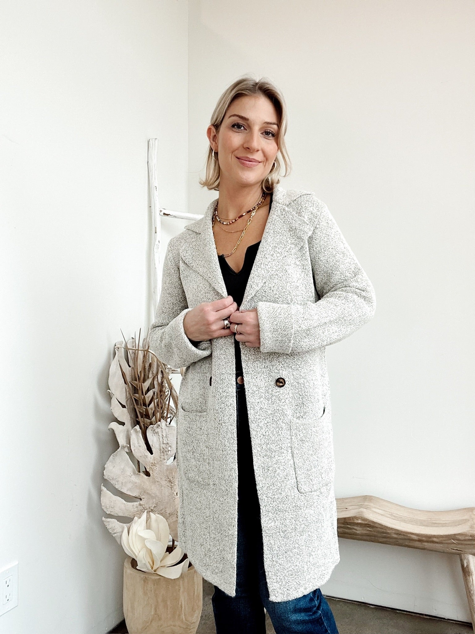 Brielle Open Sweater Coat Oatmeal