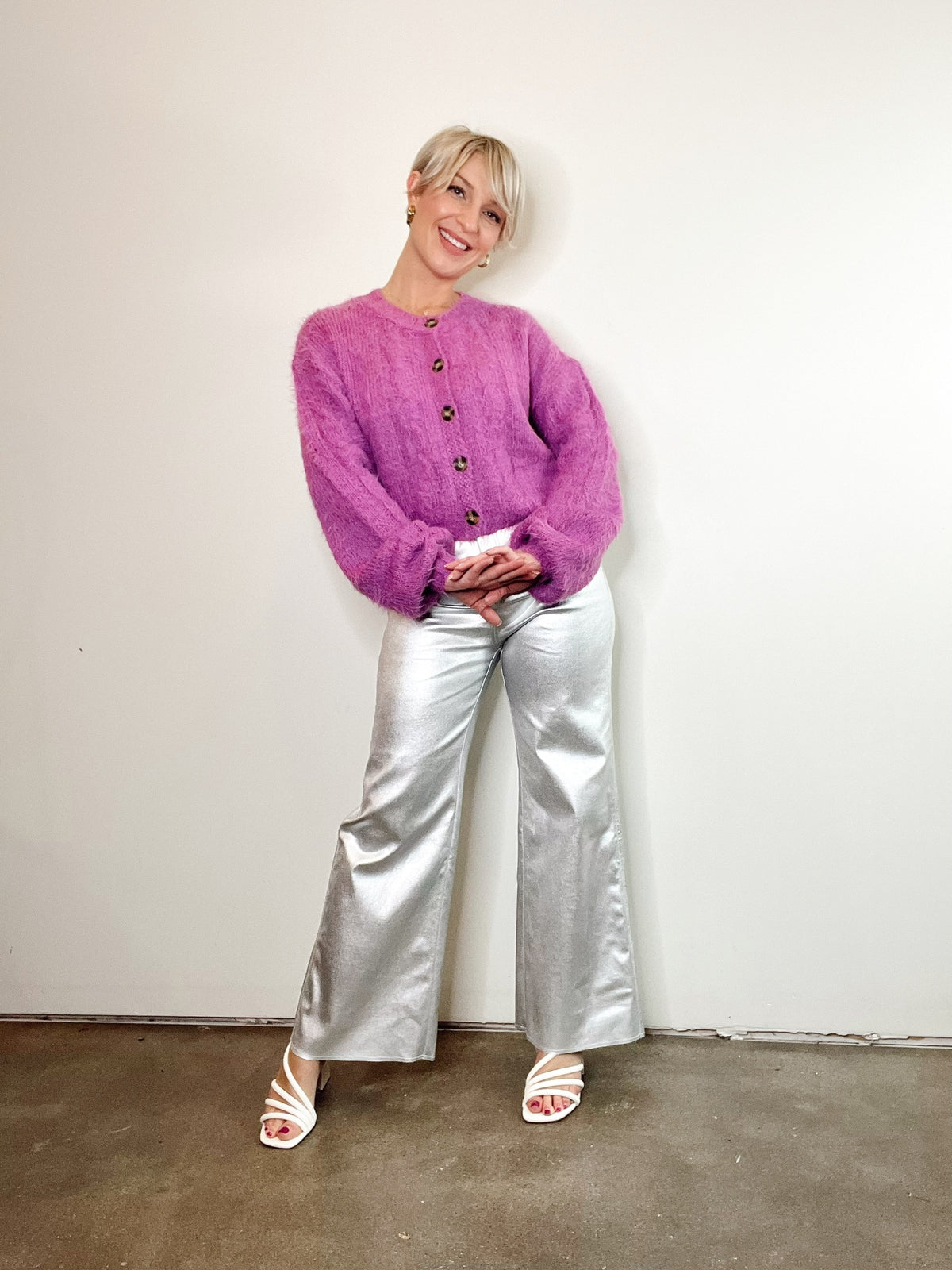 Holiday Stretch High Rise Wide Leg Denim Pants