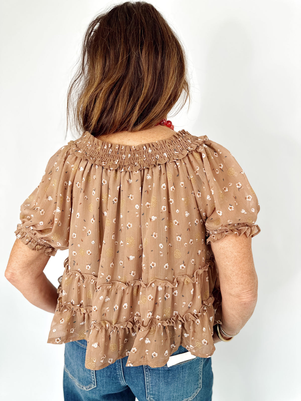 Riley Floral Top Mocha