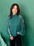 Isabella Raglan Sequin Chiffon Top Hunter Green