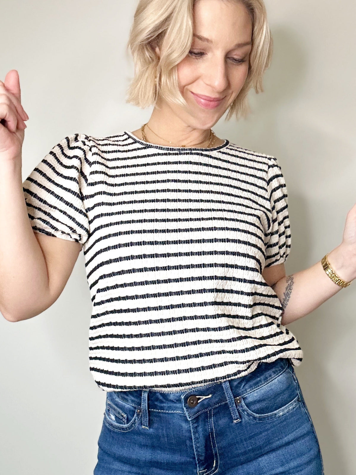 Carol Striped Puff Sleeve Top