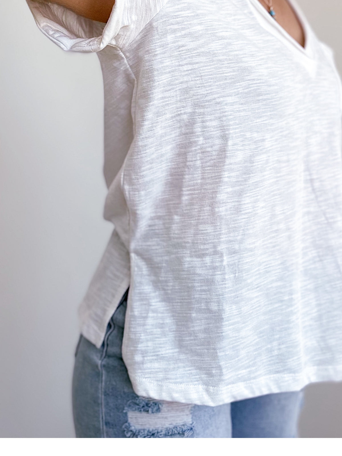 Sydney V-neck Short Sleeve Top White