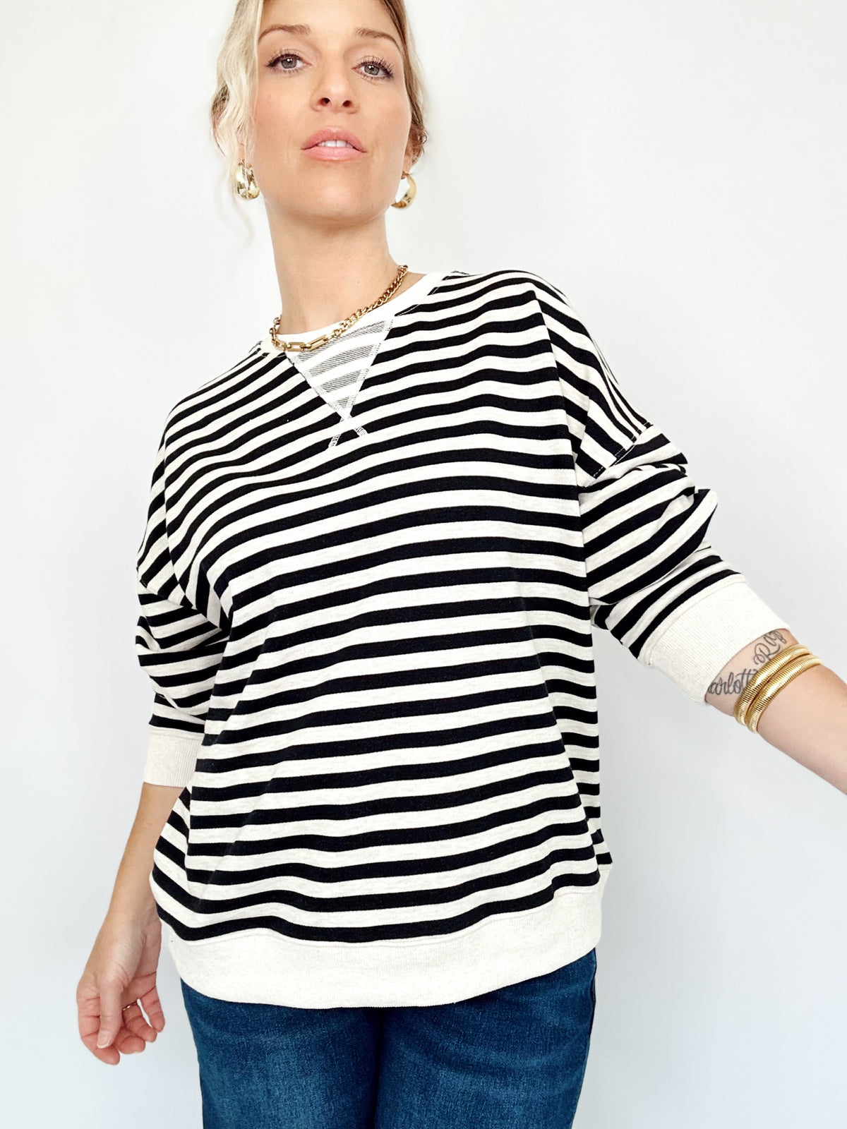 Hadley Striped Pullover Black/H.Grey