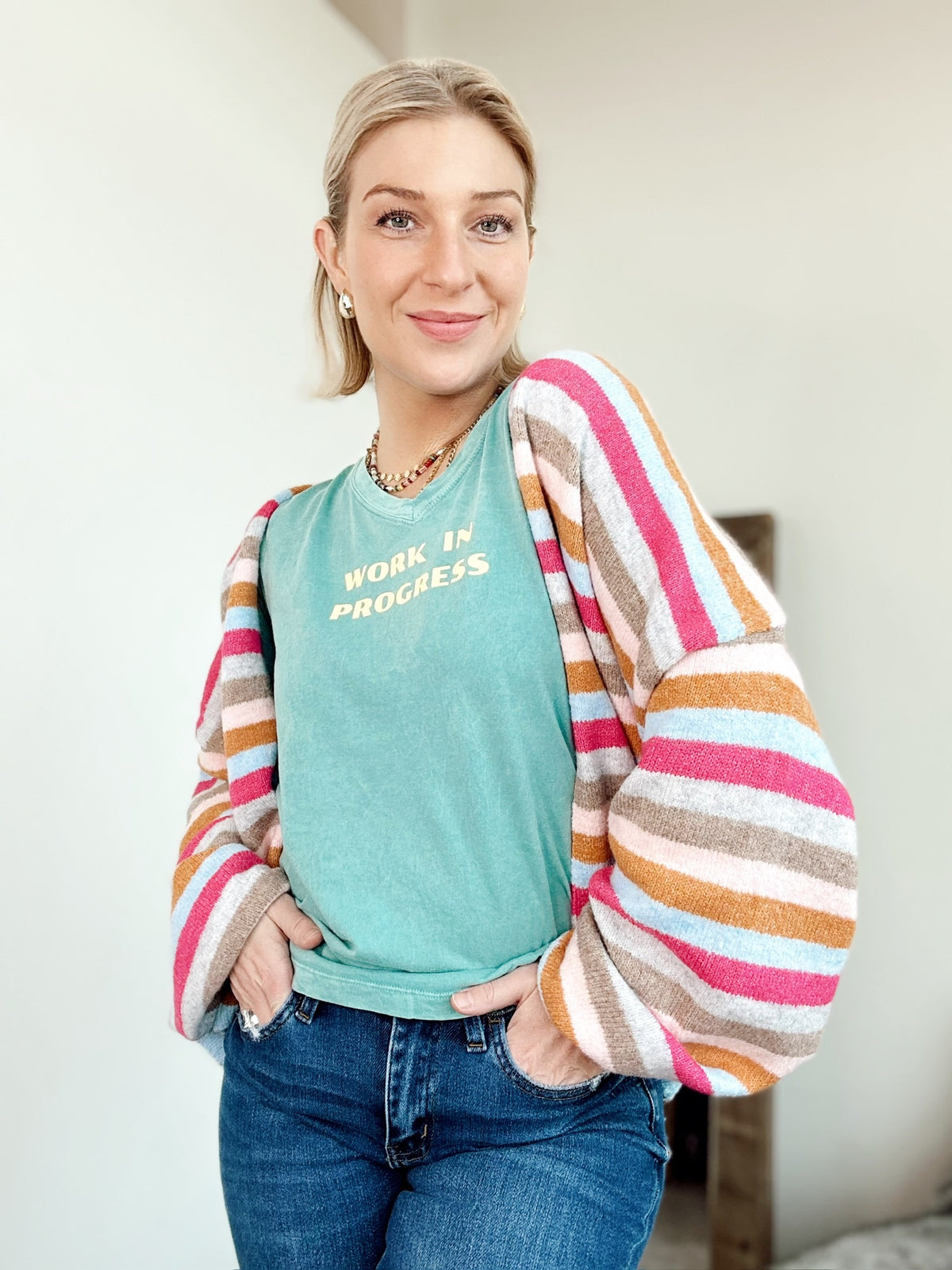 Felicia Striped Sweater Cardigan