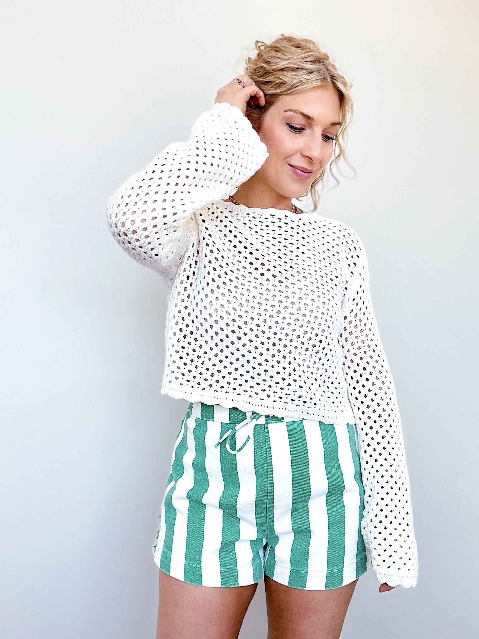 Jordan Striped Denim Shorts Green/White