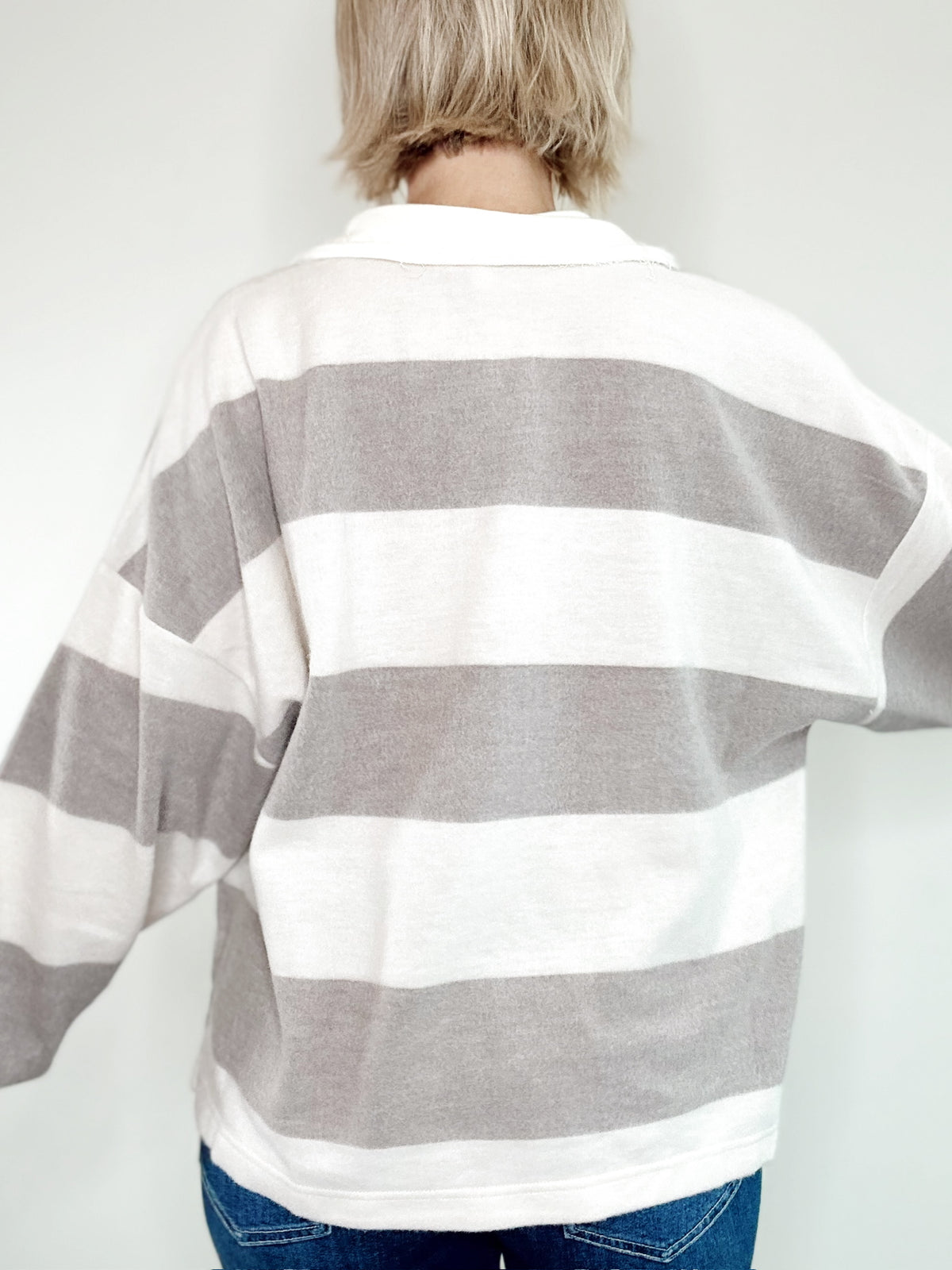 Cora Stripe Knit Top Taupe