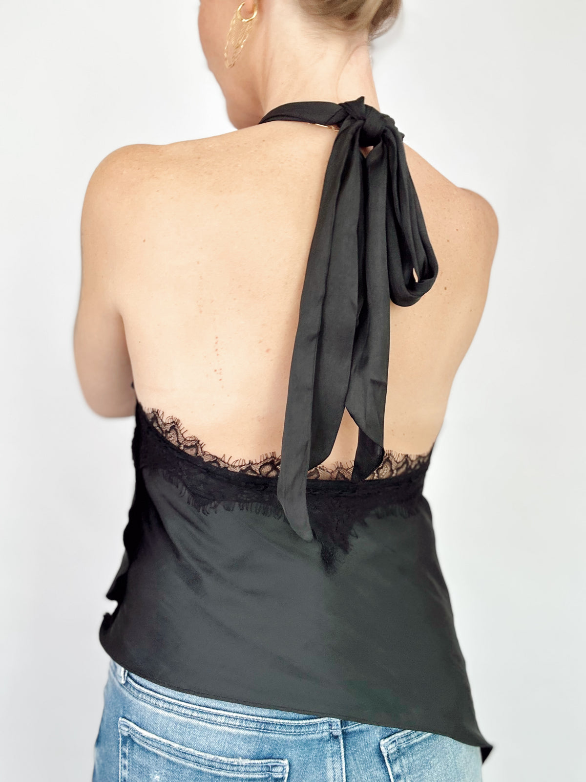 Leanne Lace Trim Halter Top