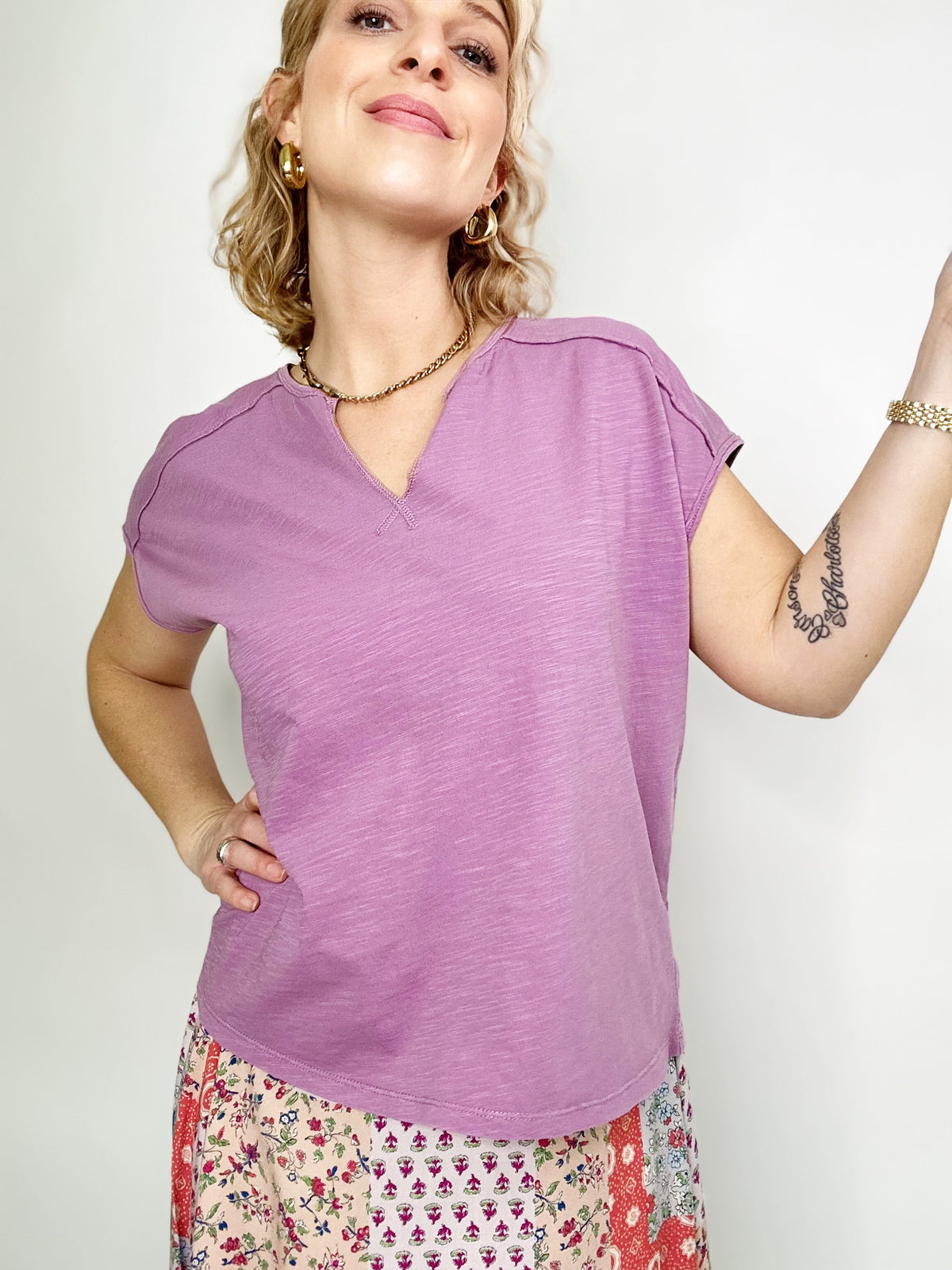 Terri Oversize Slub Tee Dahlia