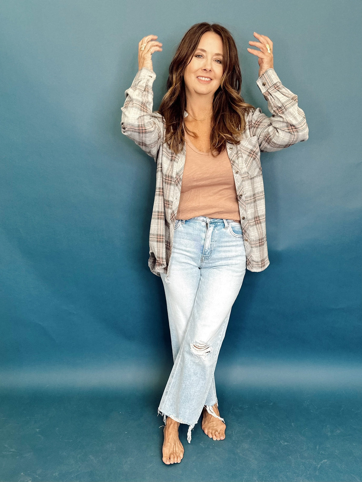 Nina High Rise Distressed Crop Jeans