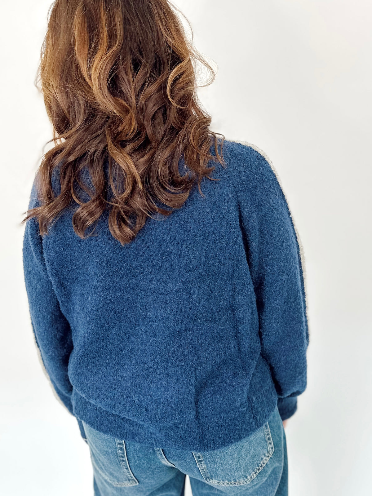 Reba Knit Sweater Zip-up Jacket Navy/H.Grey