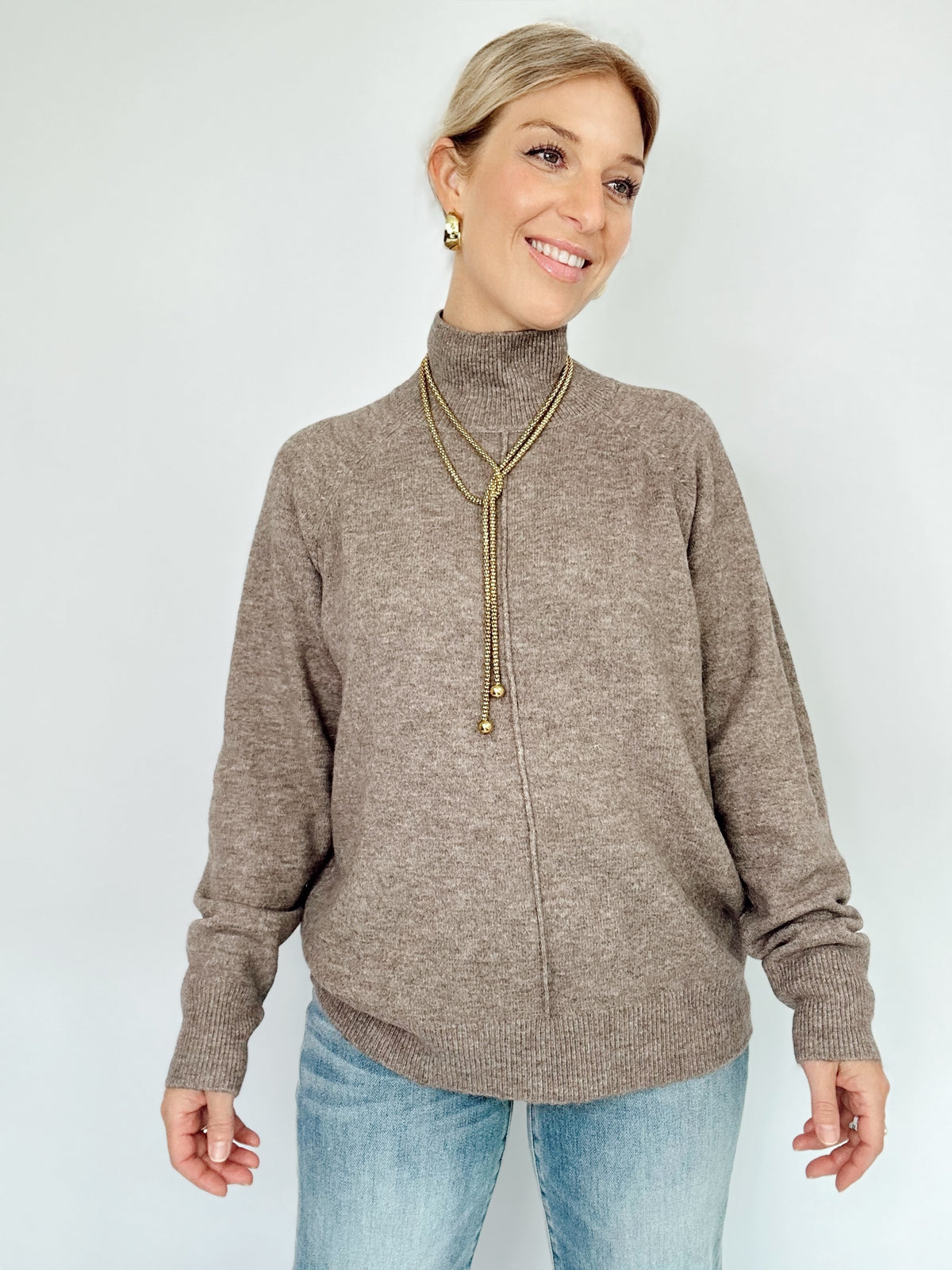 Everly Mock Neck Sweater Mocha