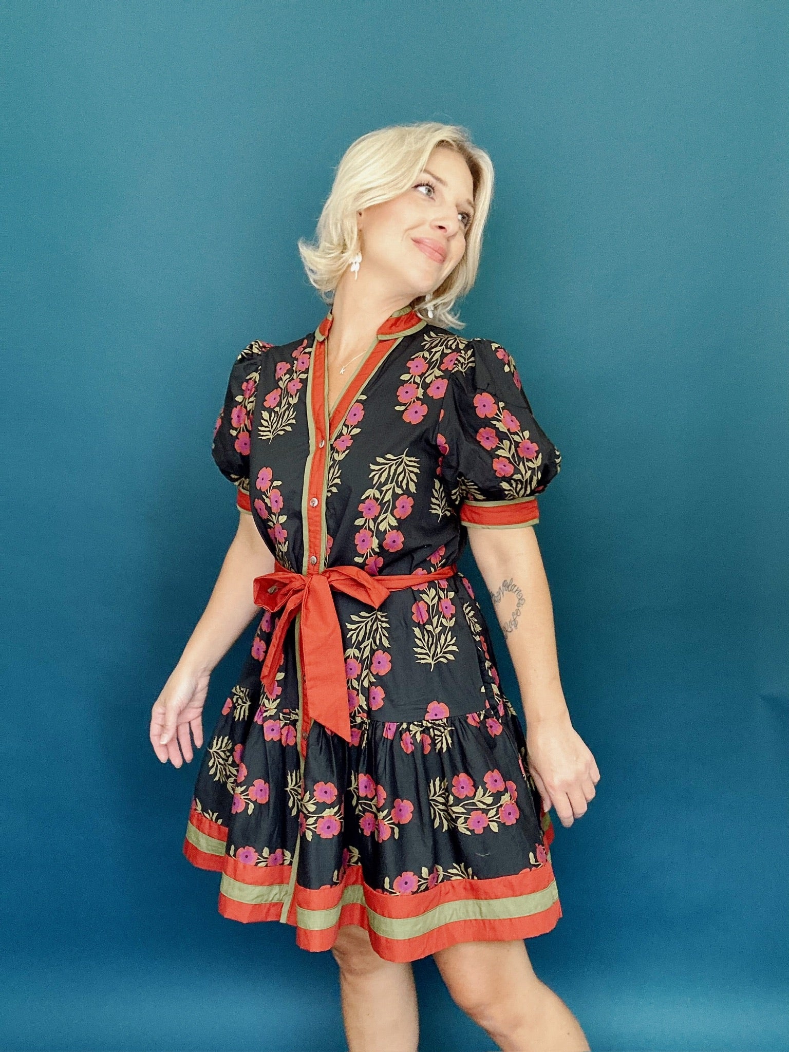 Lara  Floral Mini Dress Black