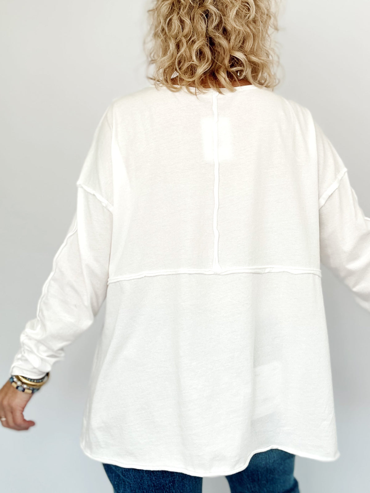 Nadia Oversized Henley Top White