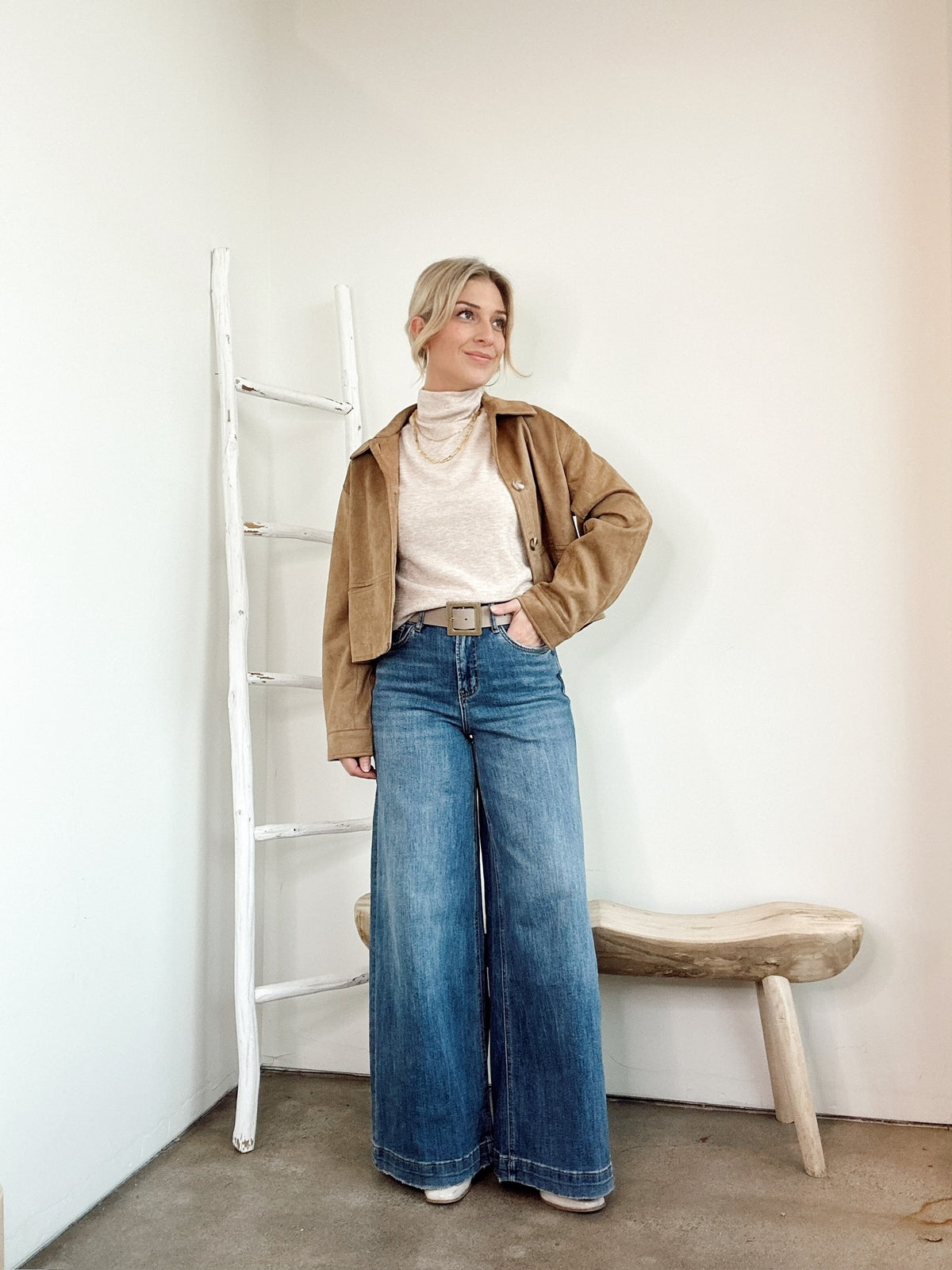 Mae Mock Neck Top Oatmeal