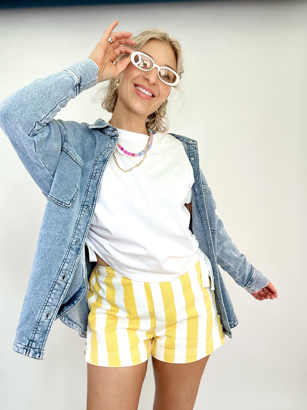 Harper Fleece Oversized Shacket Light Denim