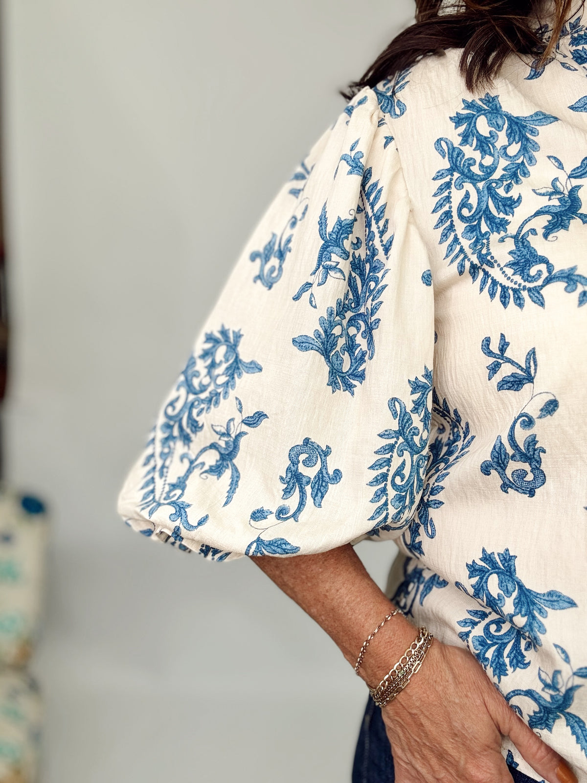 Callie Balloon Sleeves Blouse Blue