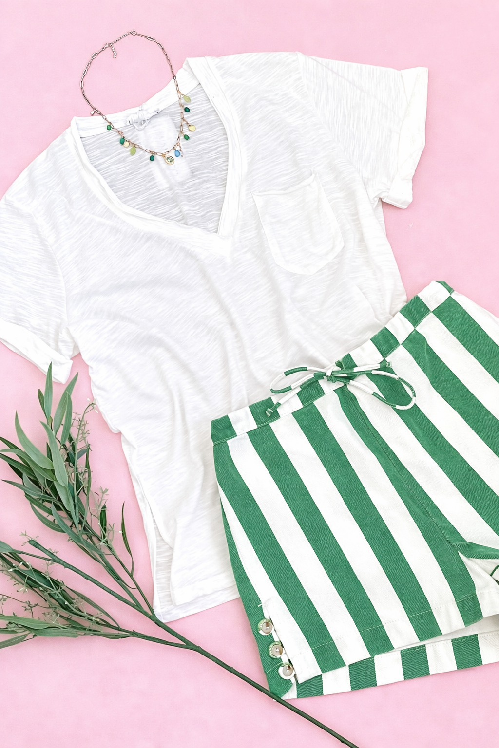Sydney V-neck Short Sleeve Top White