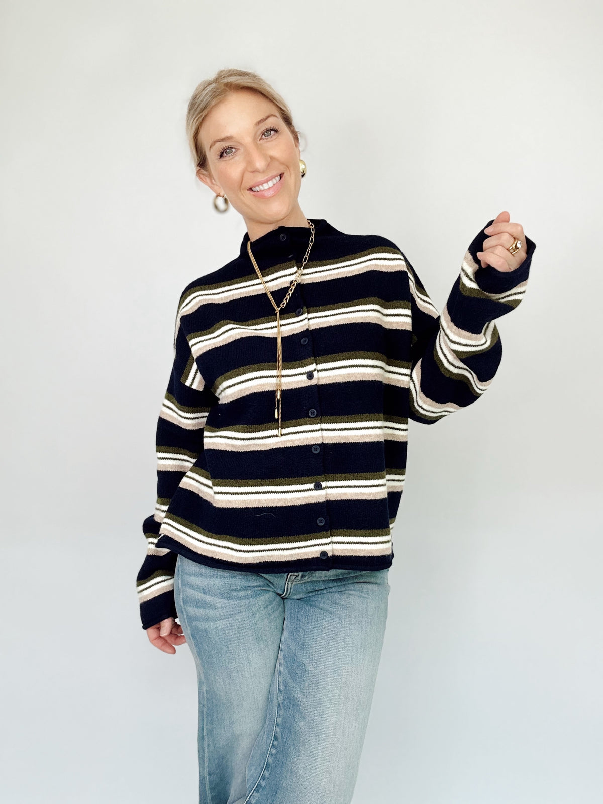 Avia Striped Knit Cardigan