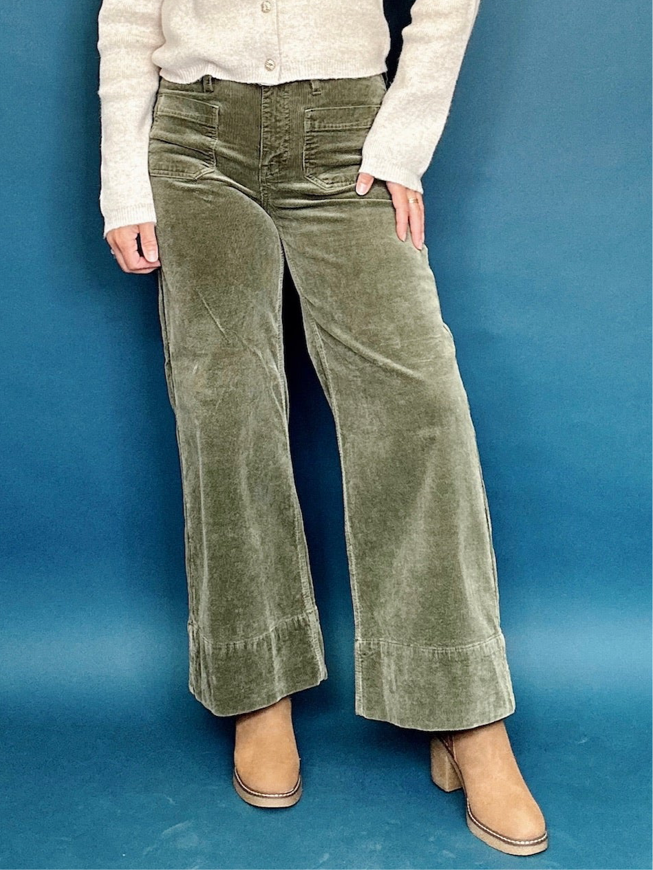 Autumn High Rise Crop Corduroy Pants