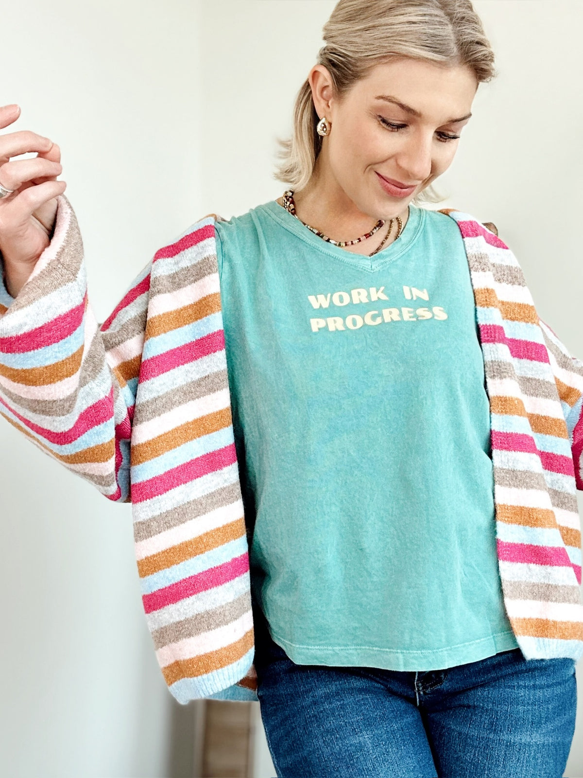 Work In Progress V-neck Graphic Tee
