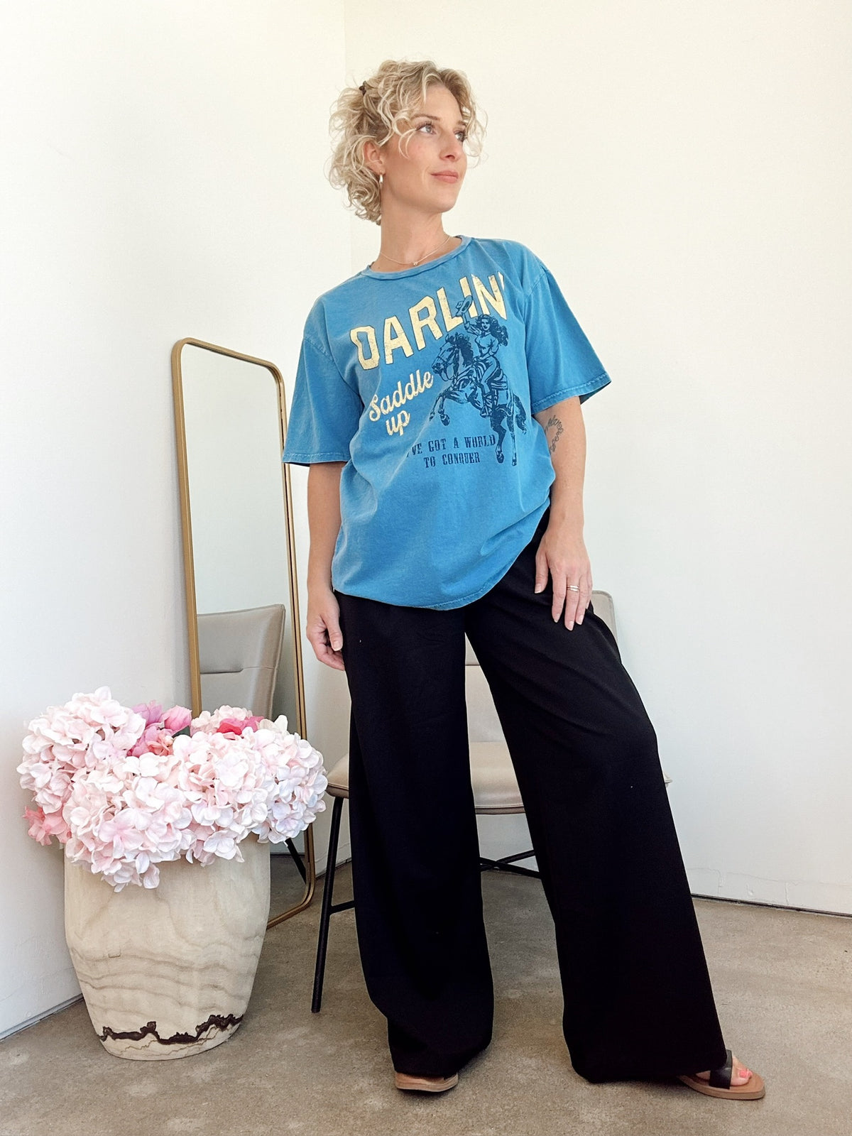 Darlin Saddle Up Tee Blue