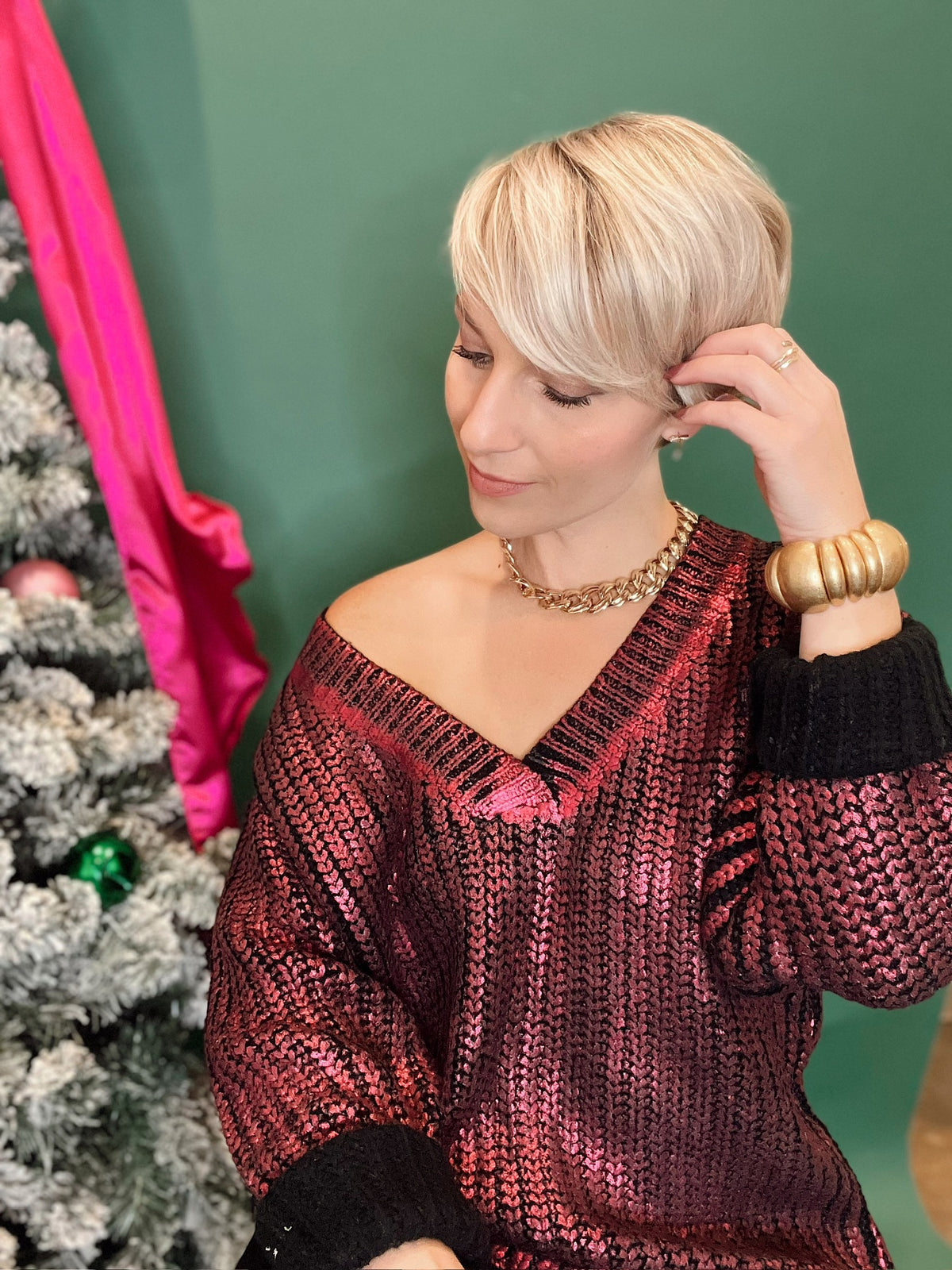 Kaitlyn Metallic Sweater Top