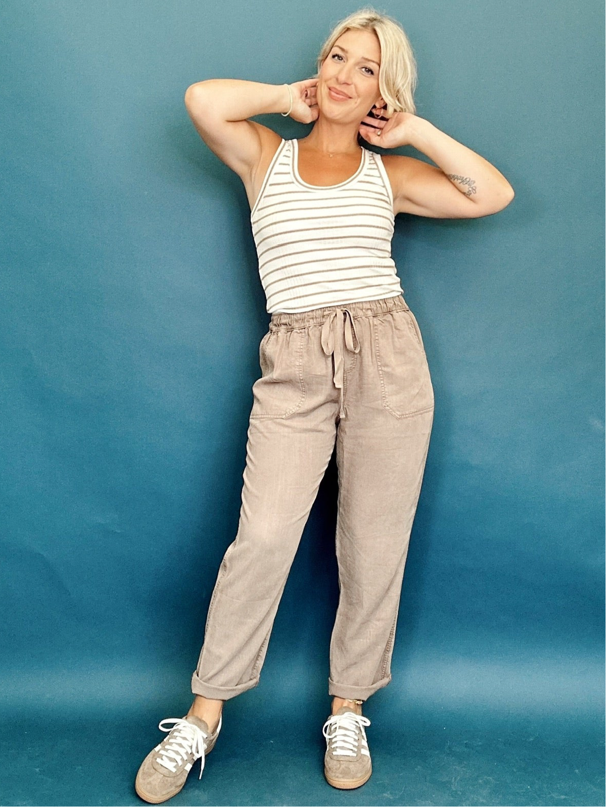 Colby Striped Tank Mocha