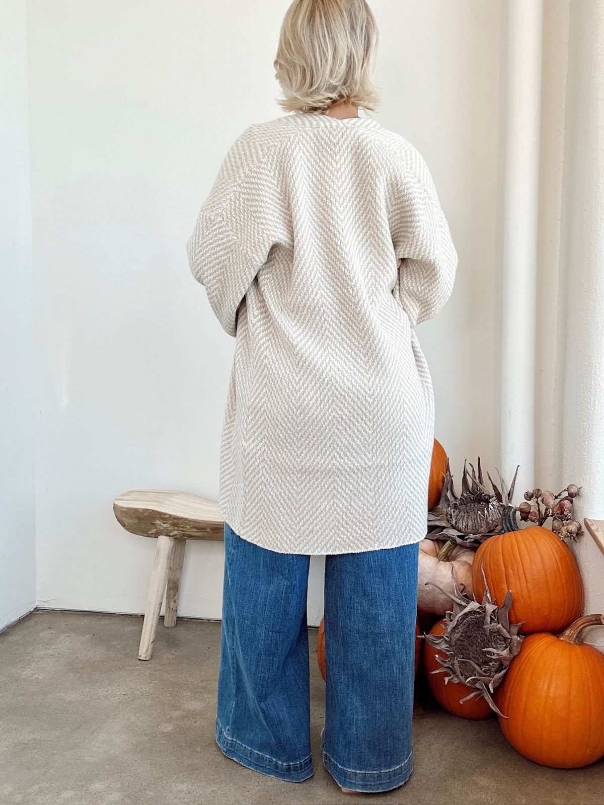 Emma Herringbone Cardigan Taupe