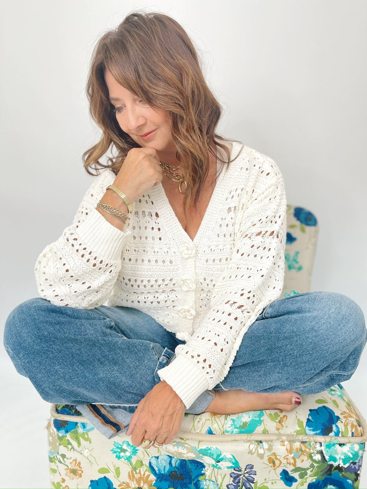 Jensen Open Knit Sweater Cardigan