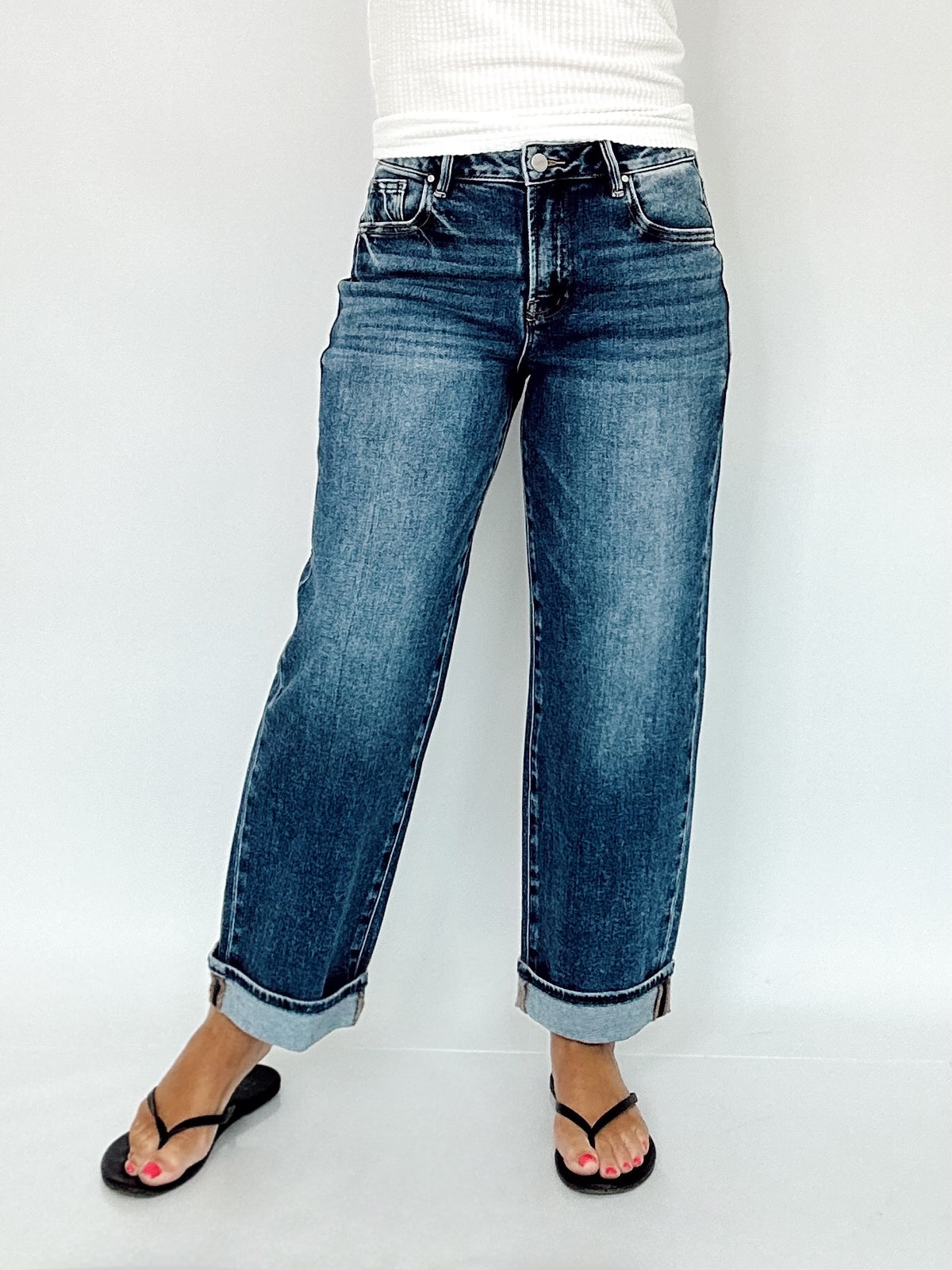 Brynn Mid Rise Ankle Boyfriend Cuffed Jeans