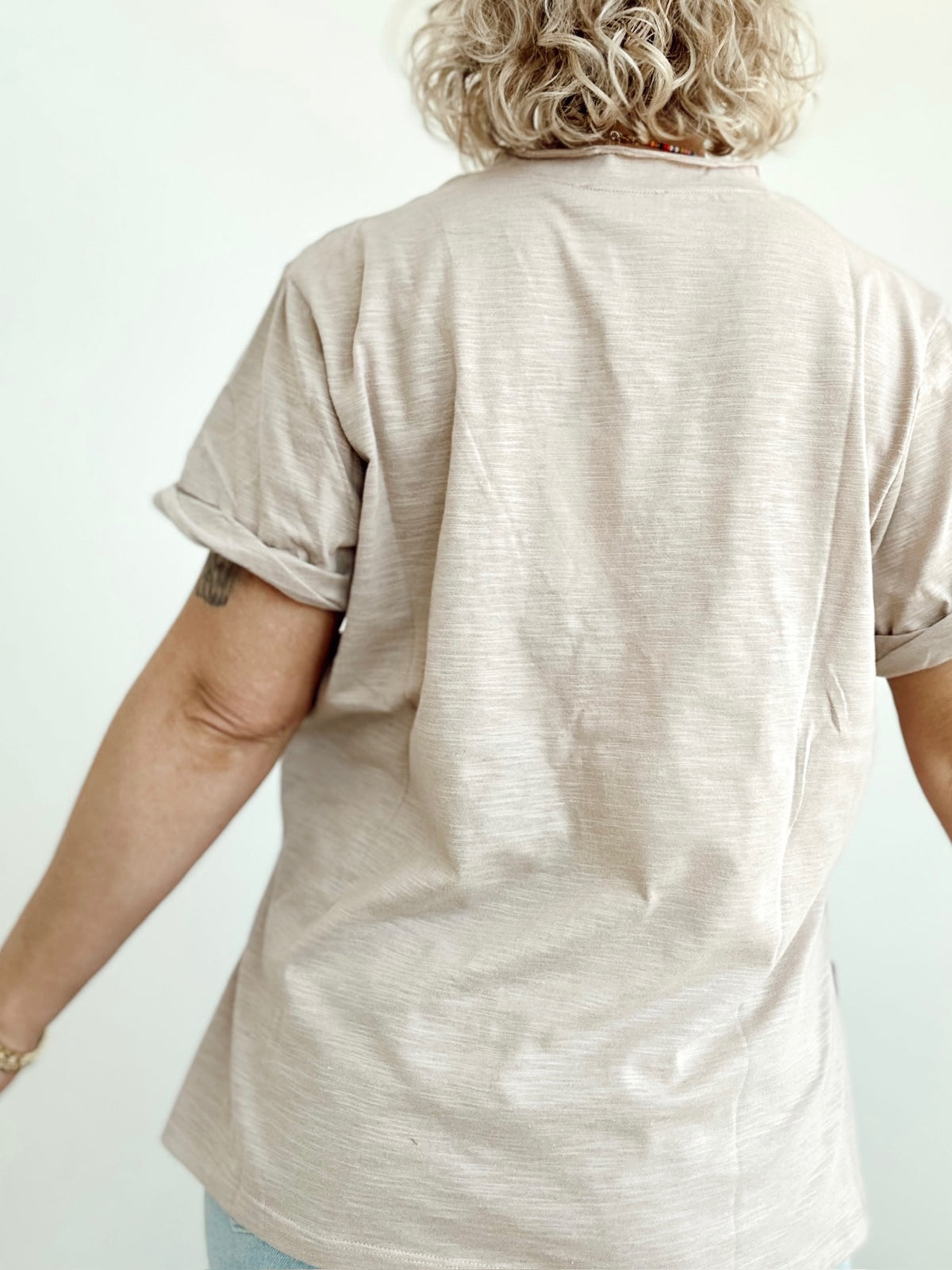 Sydney V-neck Short Sleeve Top Oat
