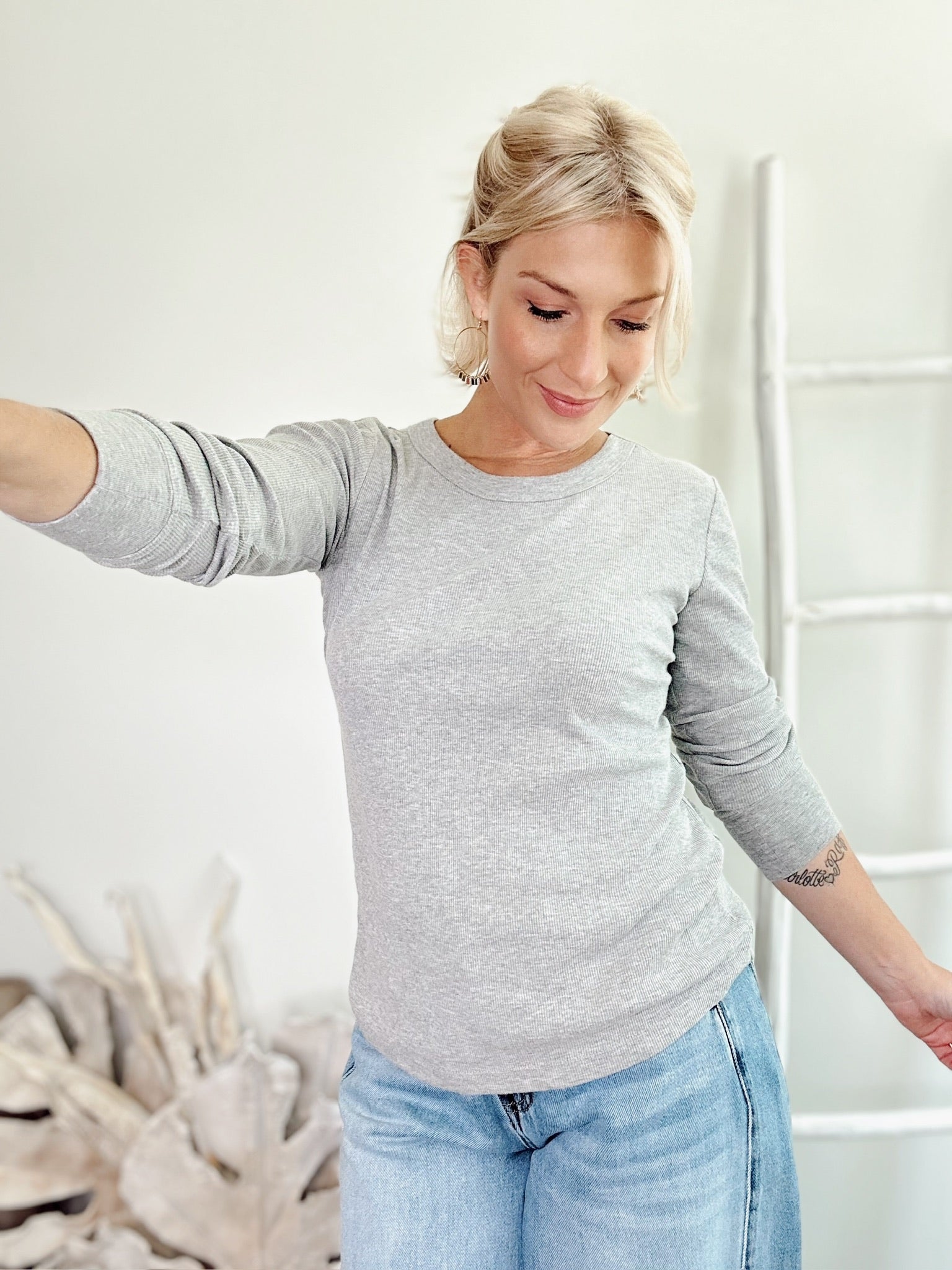 Lana Long Sleeve Top H. Grey