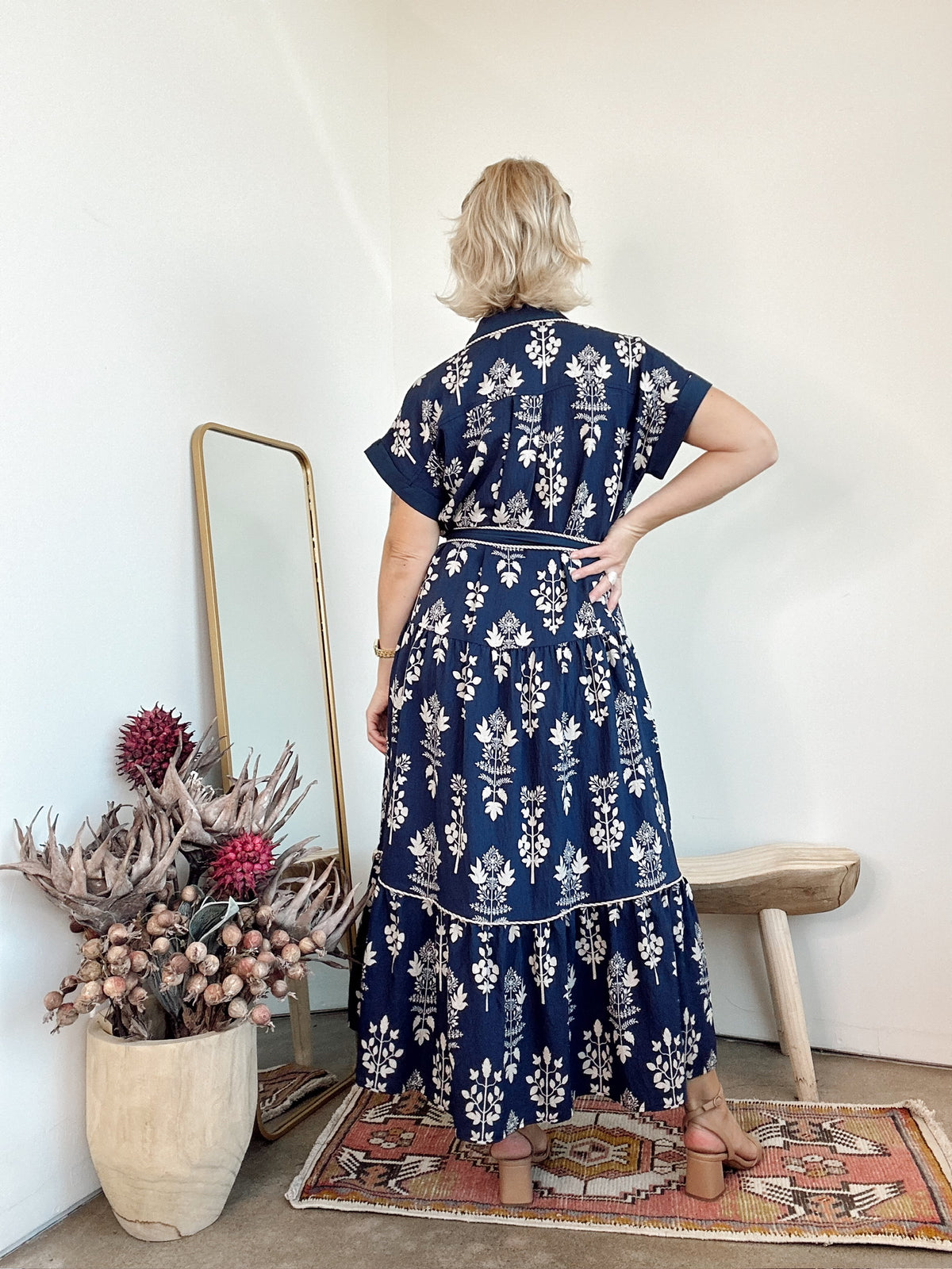 Raya Botanical Print Midi Dress