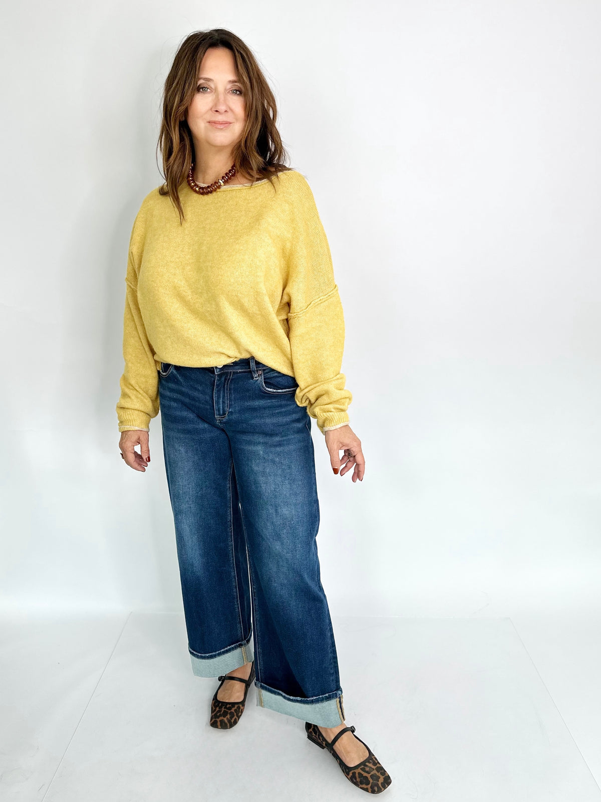 Cassie Cashmere Touch Oversized Sweater Honey Mustard