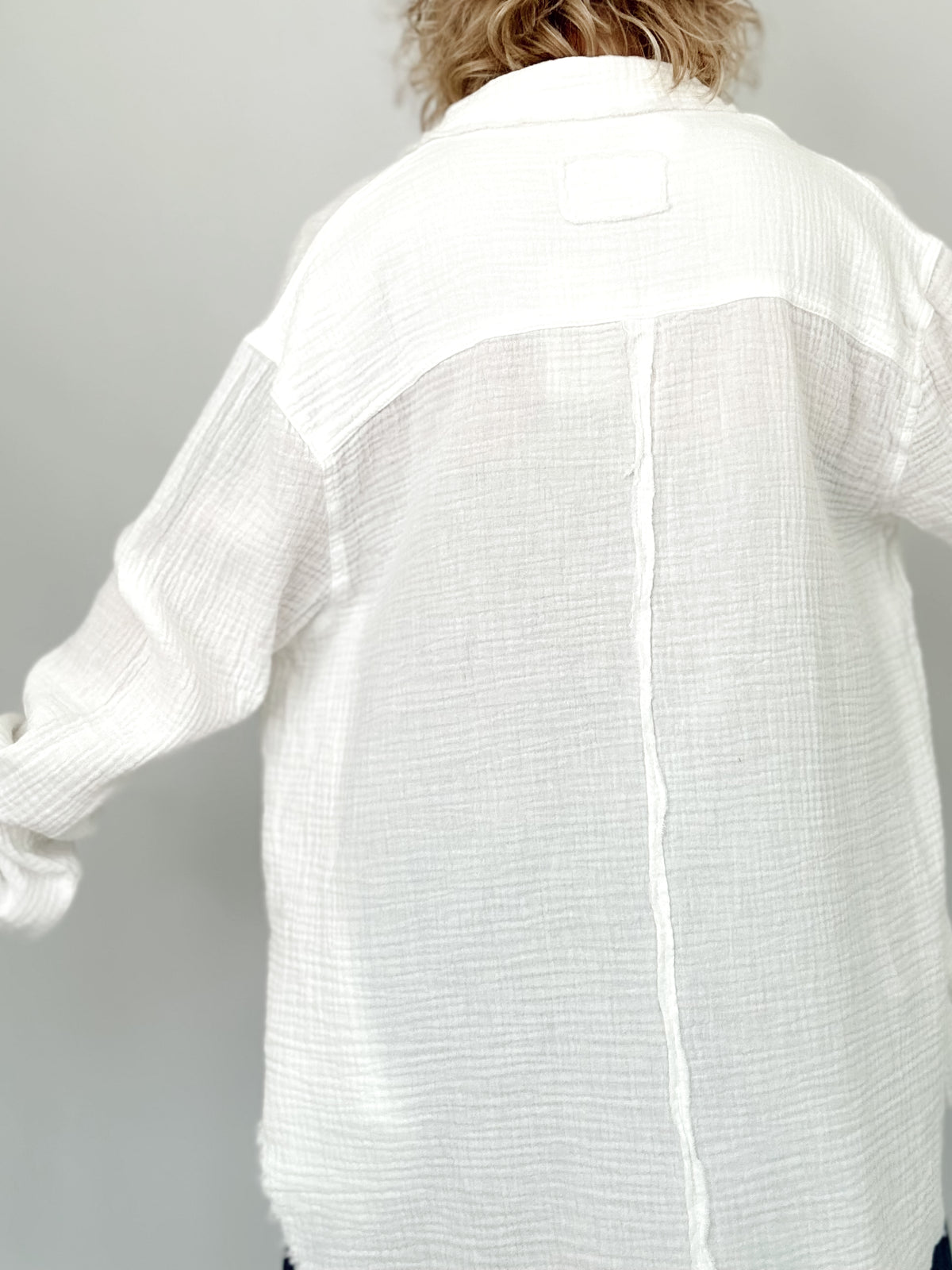 Natalie Gauze Button Down Shirt White