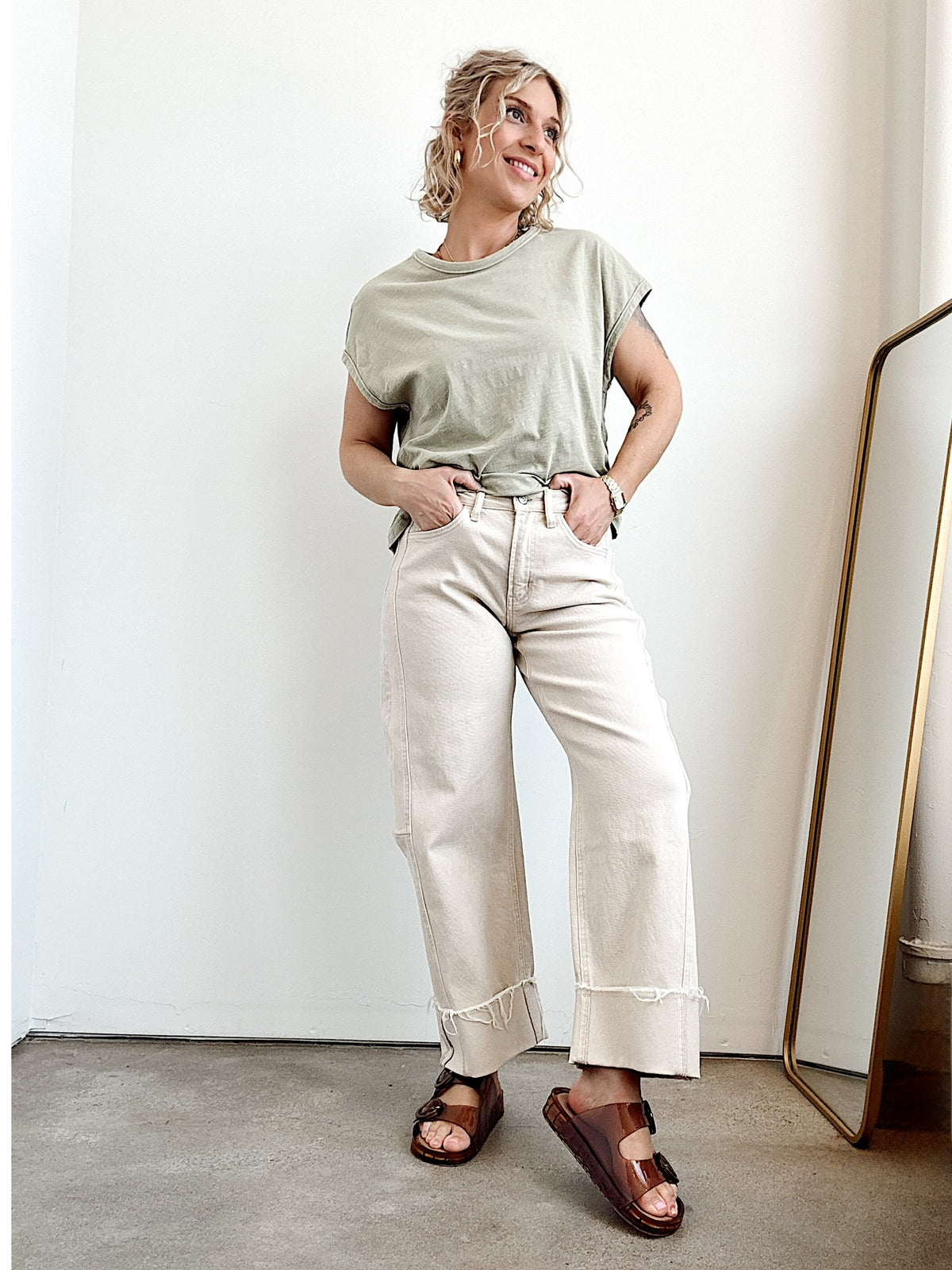Beth High Rise Crop Cuffed Barrel Jeans
