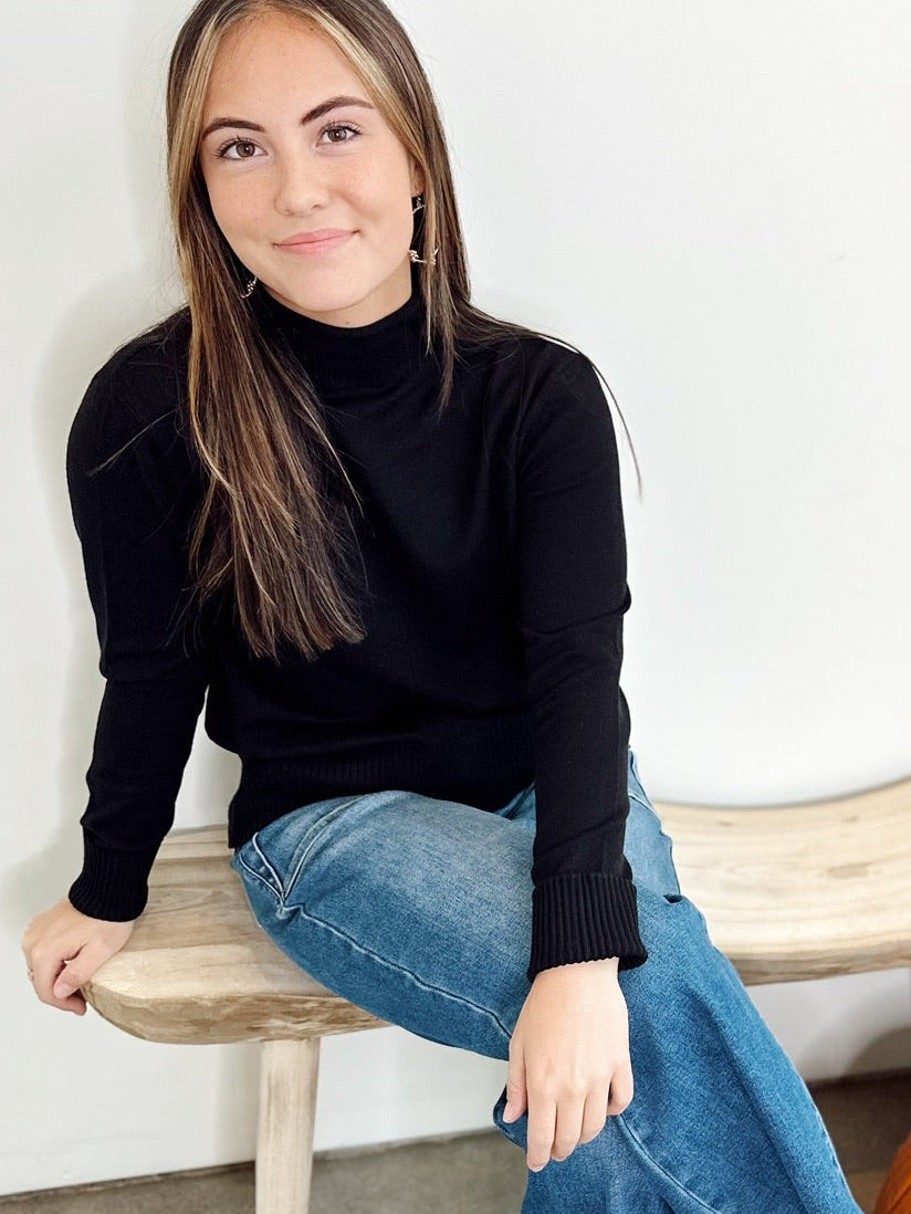 Nicole Mock Neck Sweater Black