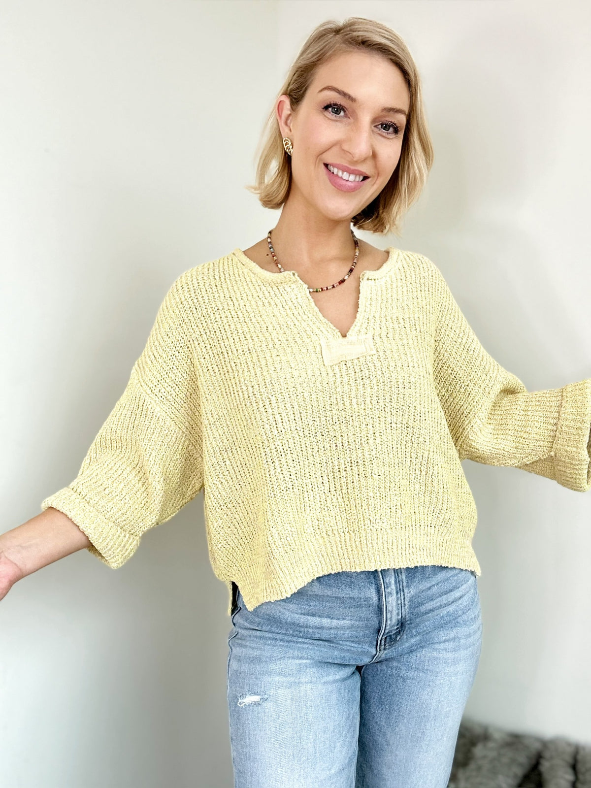 Clara Cropped Sweater Yellow