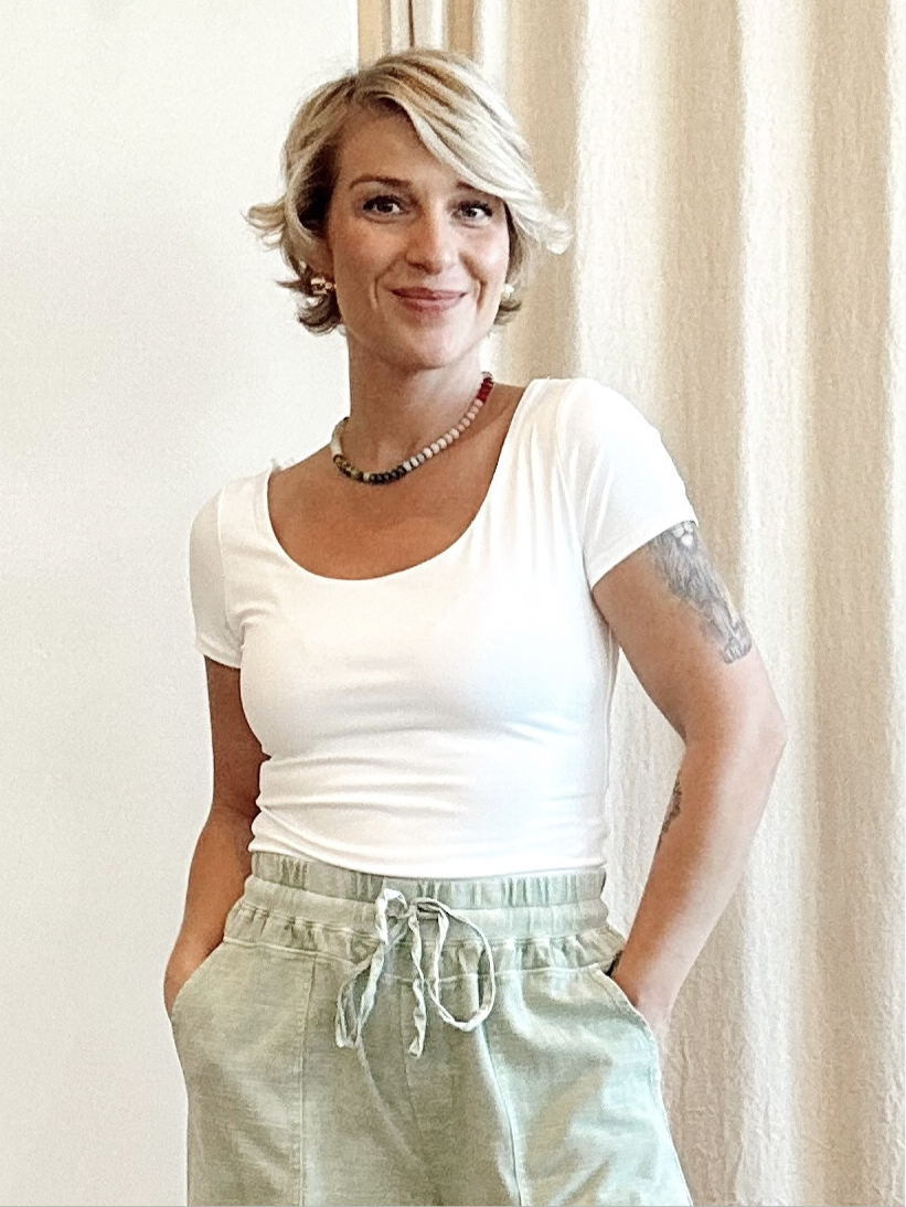 Marla Ultra Soft Double Lined Scoop Neck Knit Tee Off-White