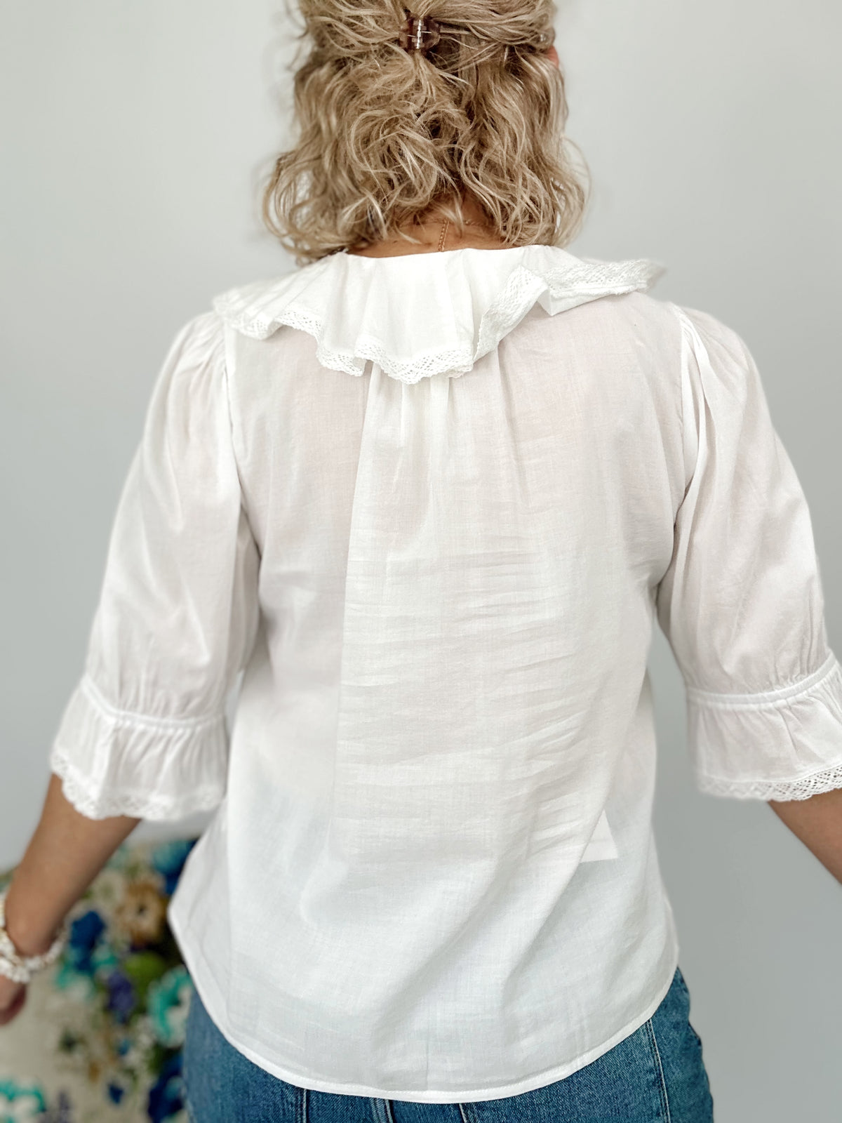 Raquel Ruffled Pintuck Blouse White