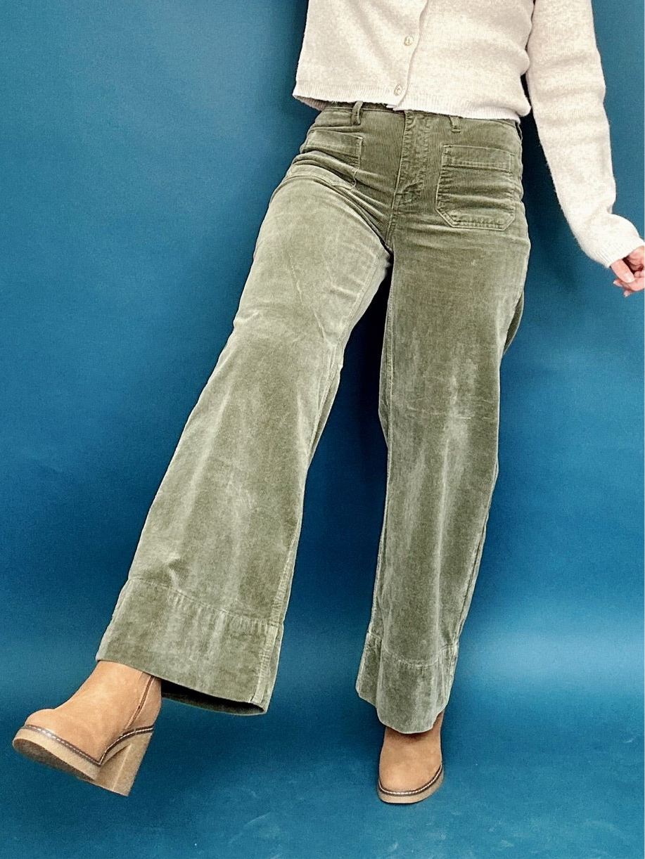 Autumn High Rise Crop Corduroy Pants