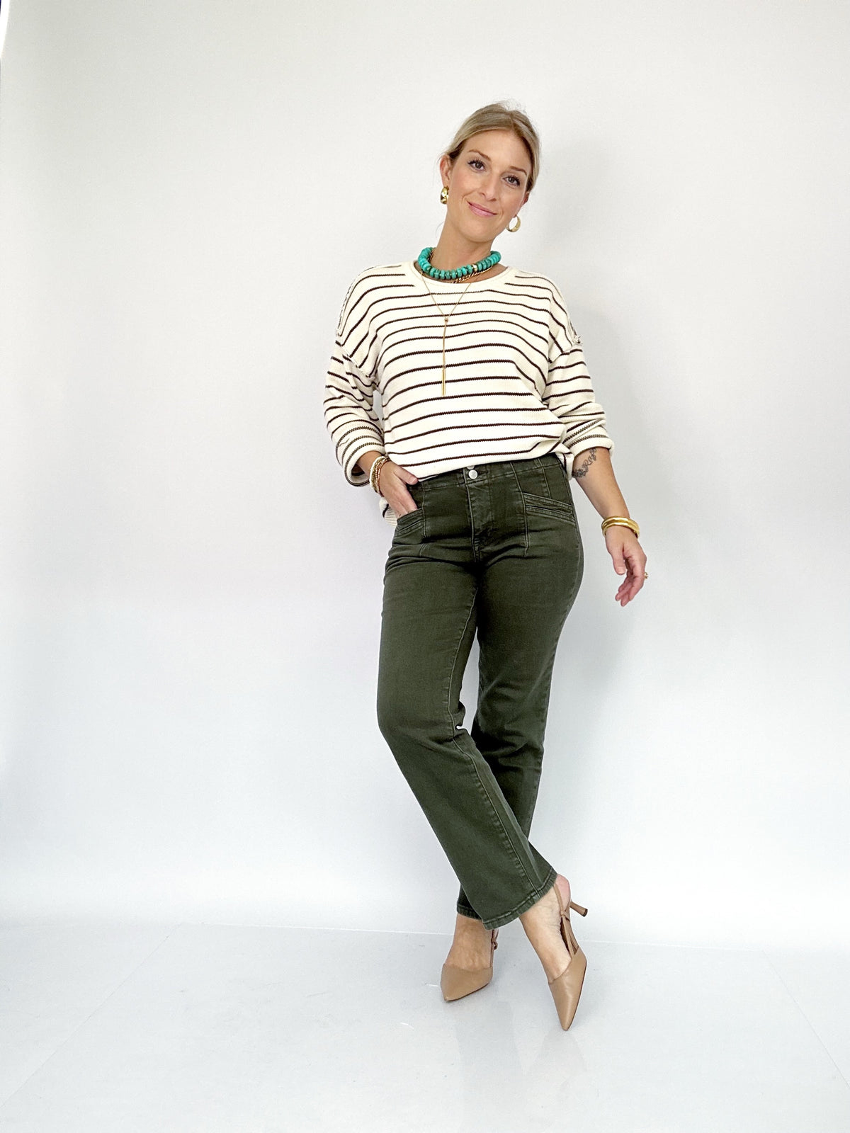 Mandy Mid-rise Straight Jeans Verdant Green