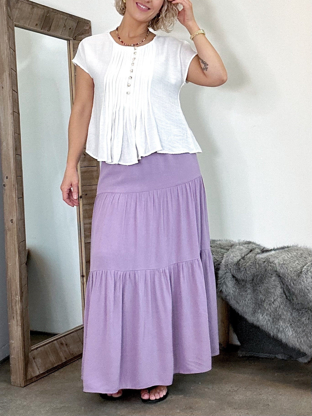 Lucy Tiered Maxi Skirt Iris