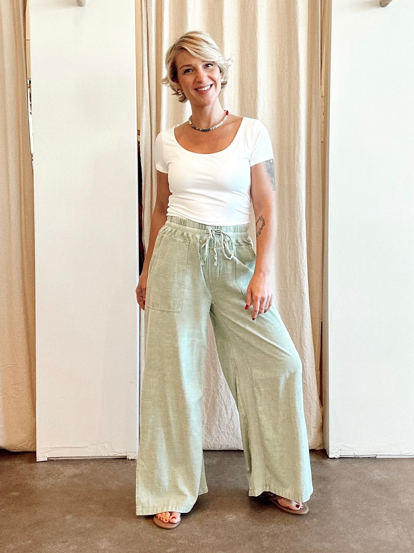 Marla Ultra Soft Double Lined Scoop Neck Knit Tee Off-White